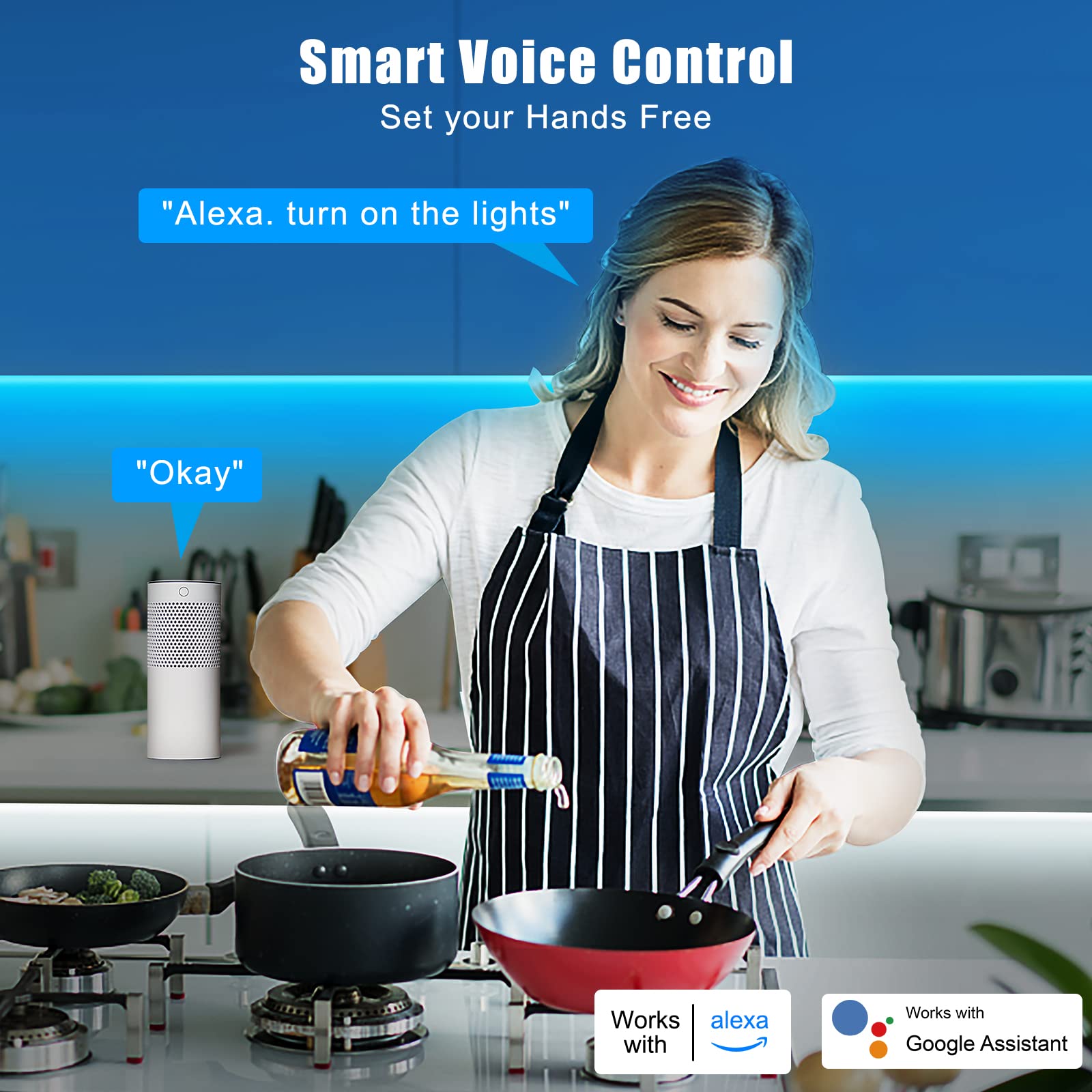 Tatazone RGBWW Smart LED Strip Lights, 16.4ft, Tunable White 3000K-6500K, Color Changing, WiFi, Model LR8016