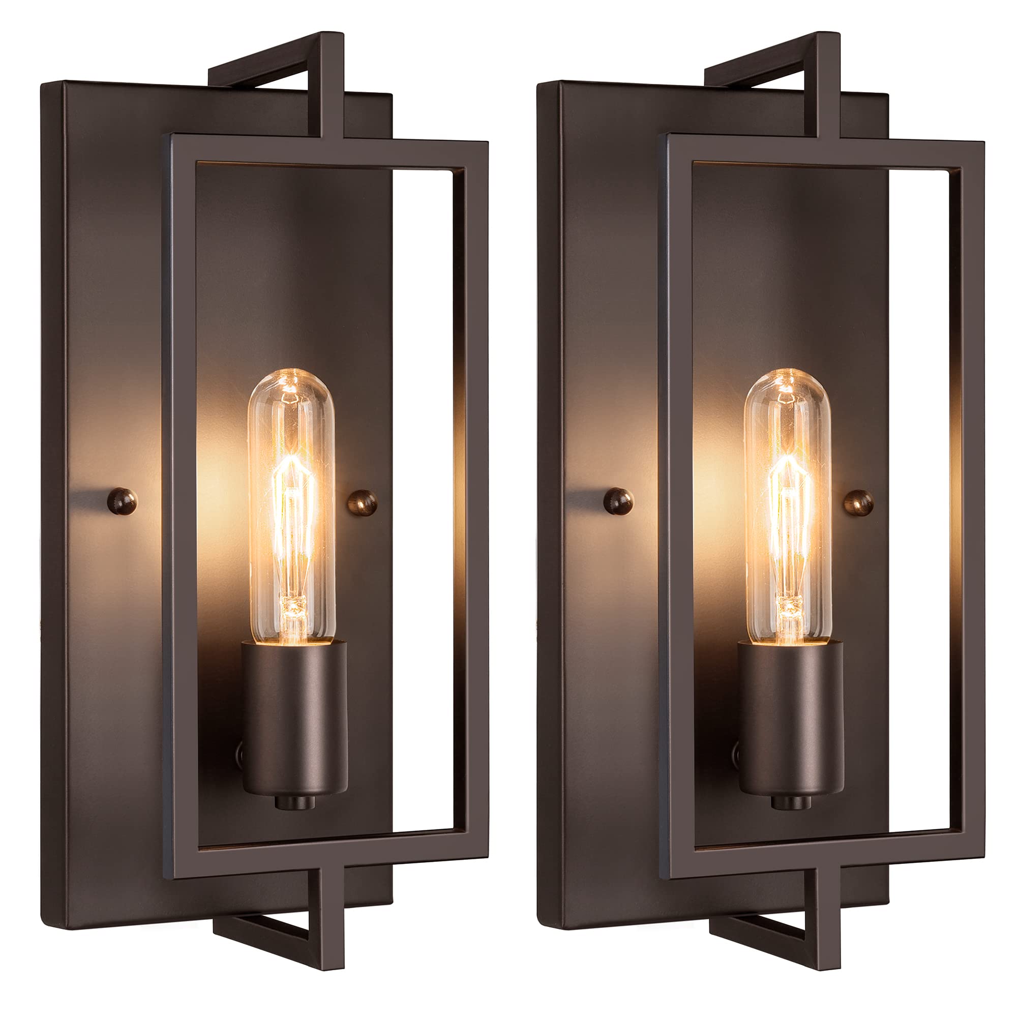 Maylaywood Industrial Wall Sconces Set Of 2, Vintage Brown Wall Light Fixture E26 Base, Metal Rustic Wall Mount Lamp, Modern Ind