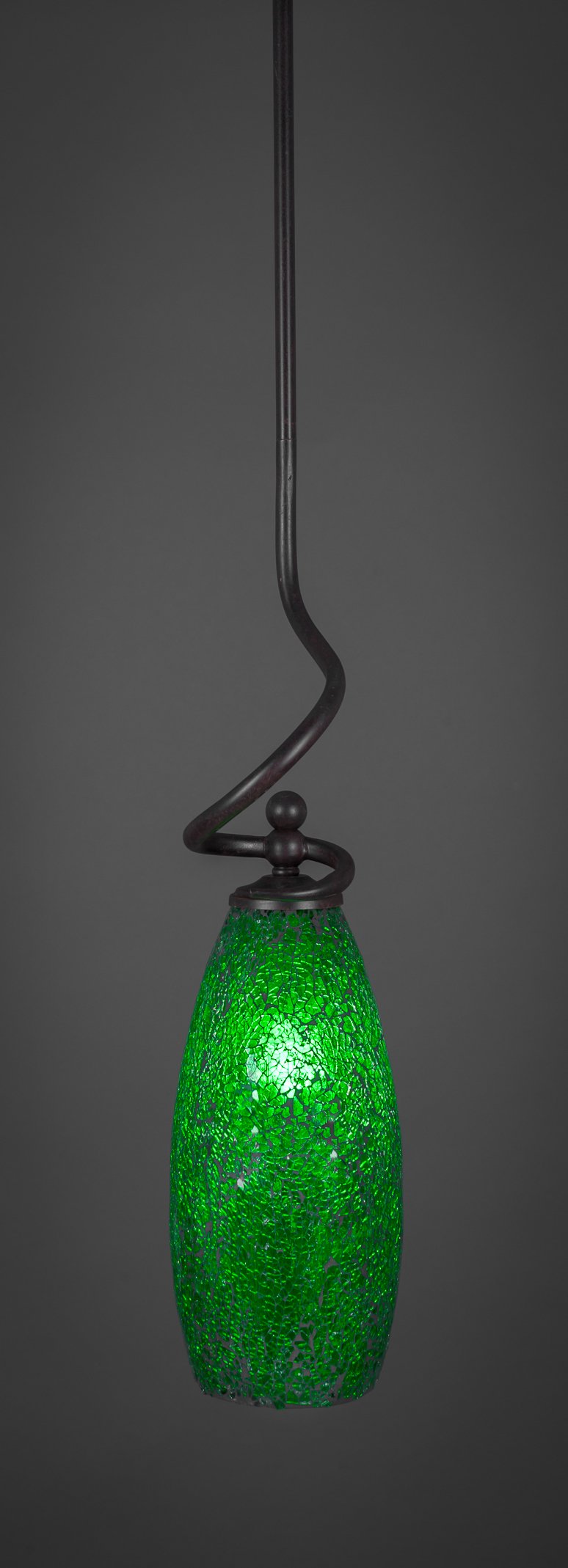 Toltec Lighting 901-DG-5067 Capri Stem Mini Pendant with Hang Straight Swivel with 5.Inch Green Fusion Glass, Dark Granite Finish