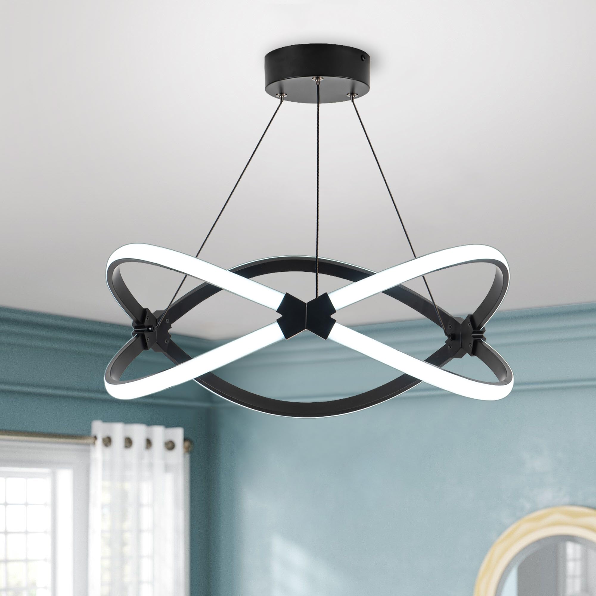 Mayna Led Pendant Light Fixture,Modern Led Chandelier With Circular Ring Shape, Adjustable Height Island Light Fixture For Kitch
