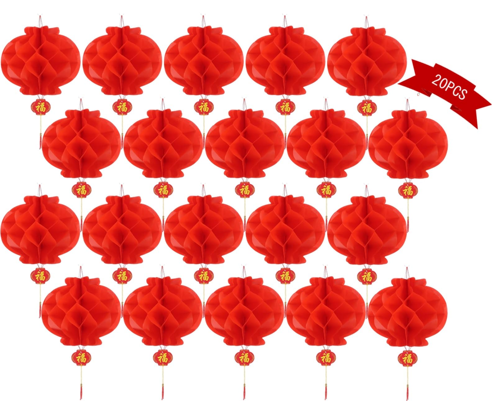 ZUJIEFU 20PS Holiday Decorations;Chinese Red Paper Lanterns Festival Decorations for New Year Spring Festival Wedding Celebratio