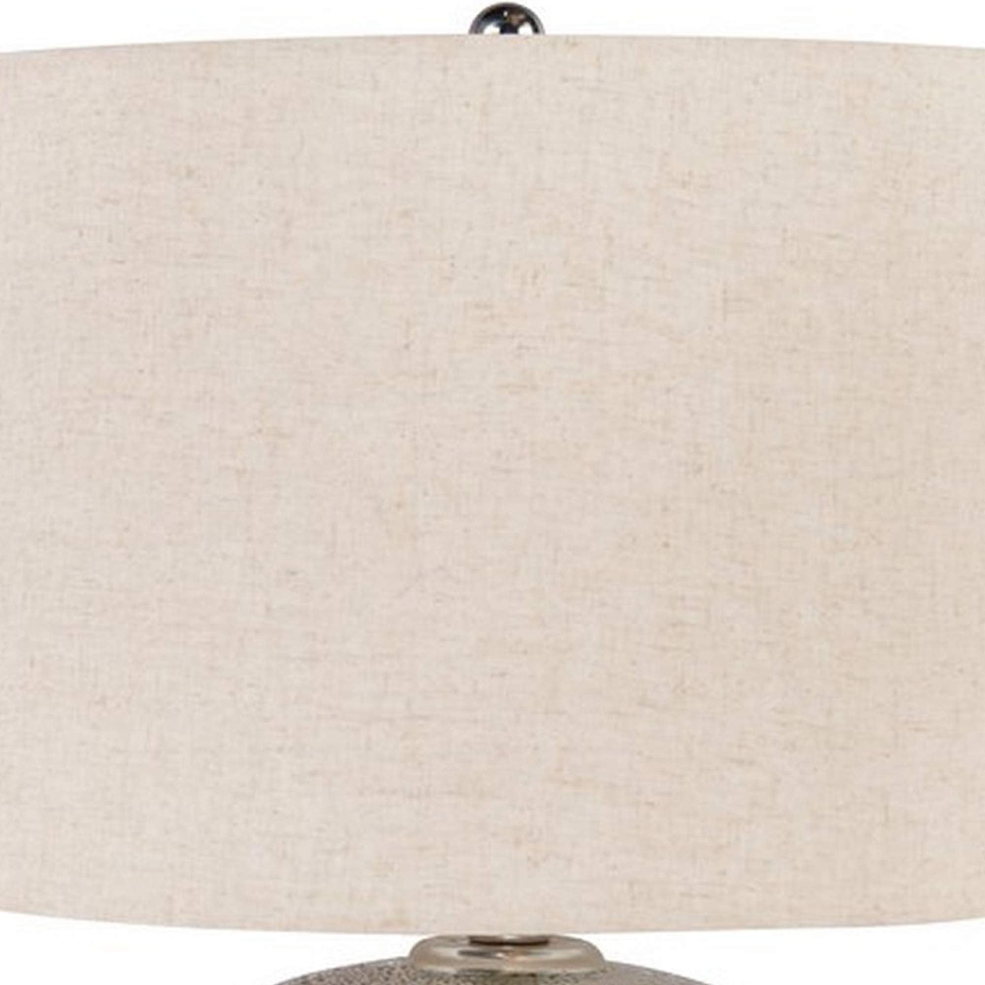 Benjara Bellied Metal Body Table Lamp With Splotched Details, Brass And Cream