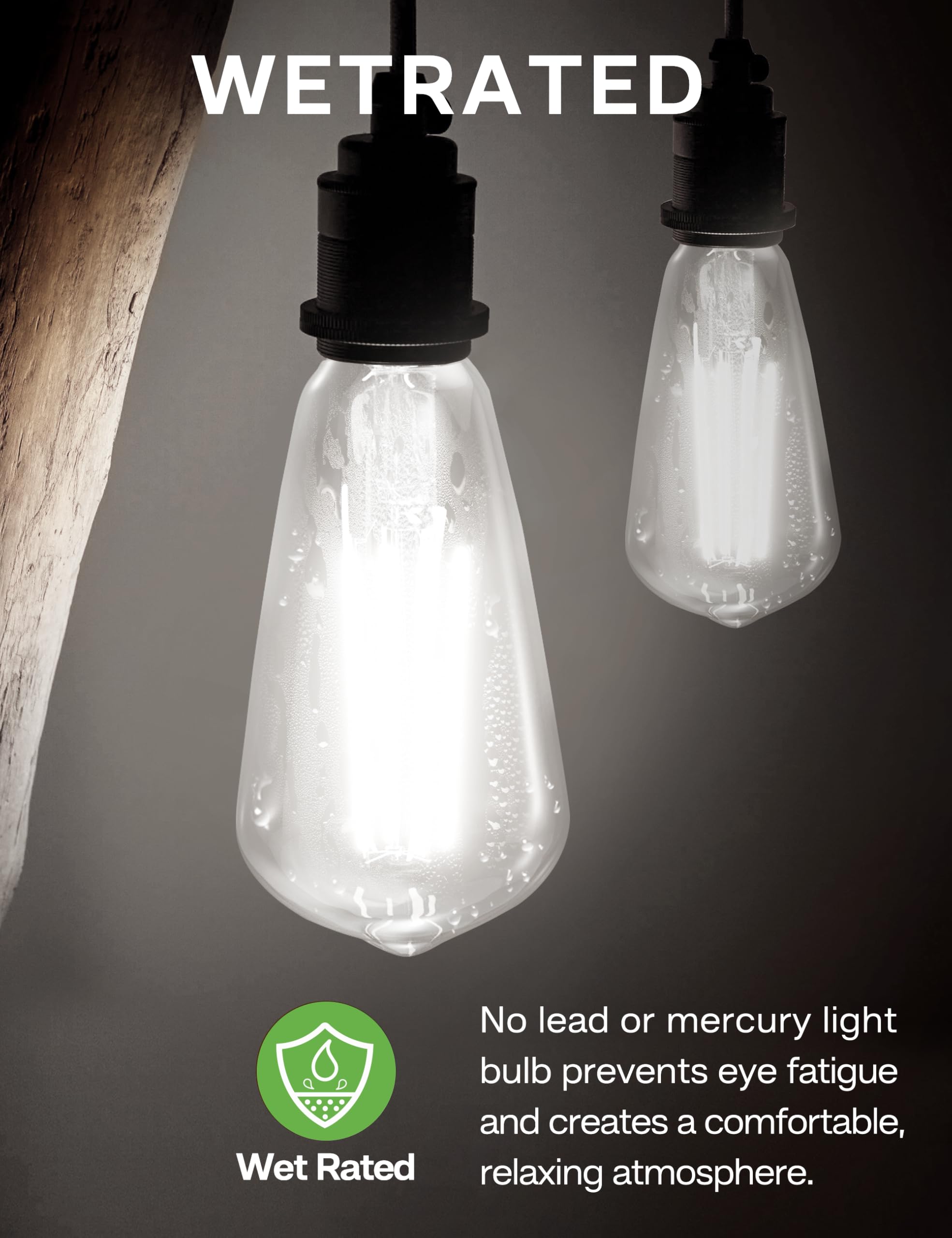 Eastiya Dusk To Dawn Light Bulbs, 6W Equivalent 60W, Cool White 5000K, E26 Base, Light Sensing, St58 Vintage Style, 600Lm, Outdo