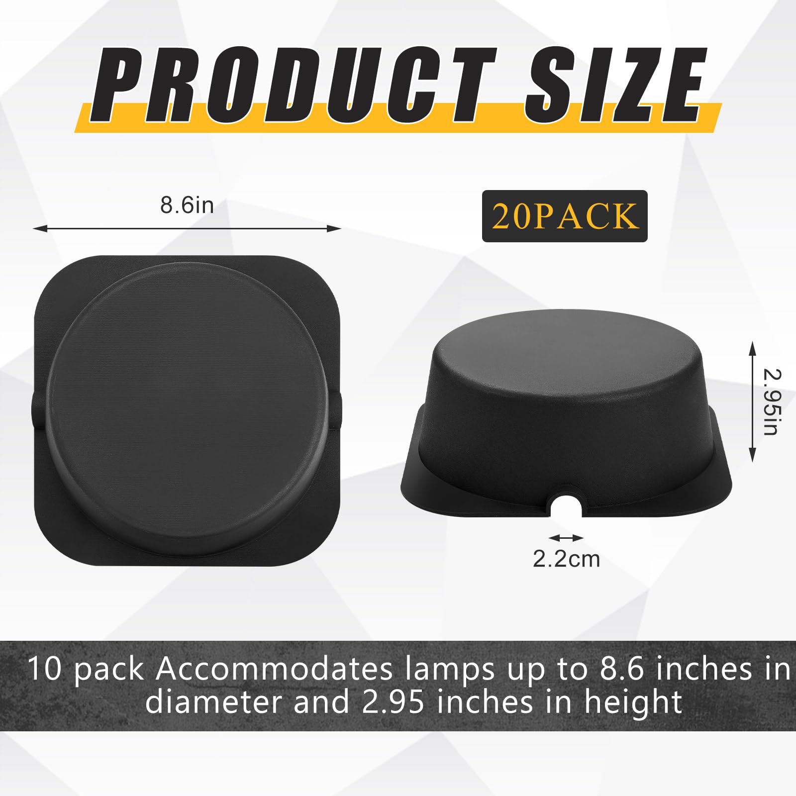 Tuanse 20 Pcs Recessed Light Cover For 6 Inch Lighting Fixtures 8.6 X 8.6 X 2.9 Inch Fire-Resistant And Energy-Saving Light Insulation Protect Cover For Attic (Black)