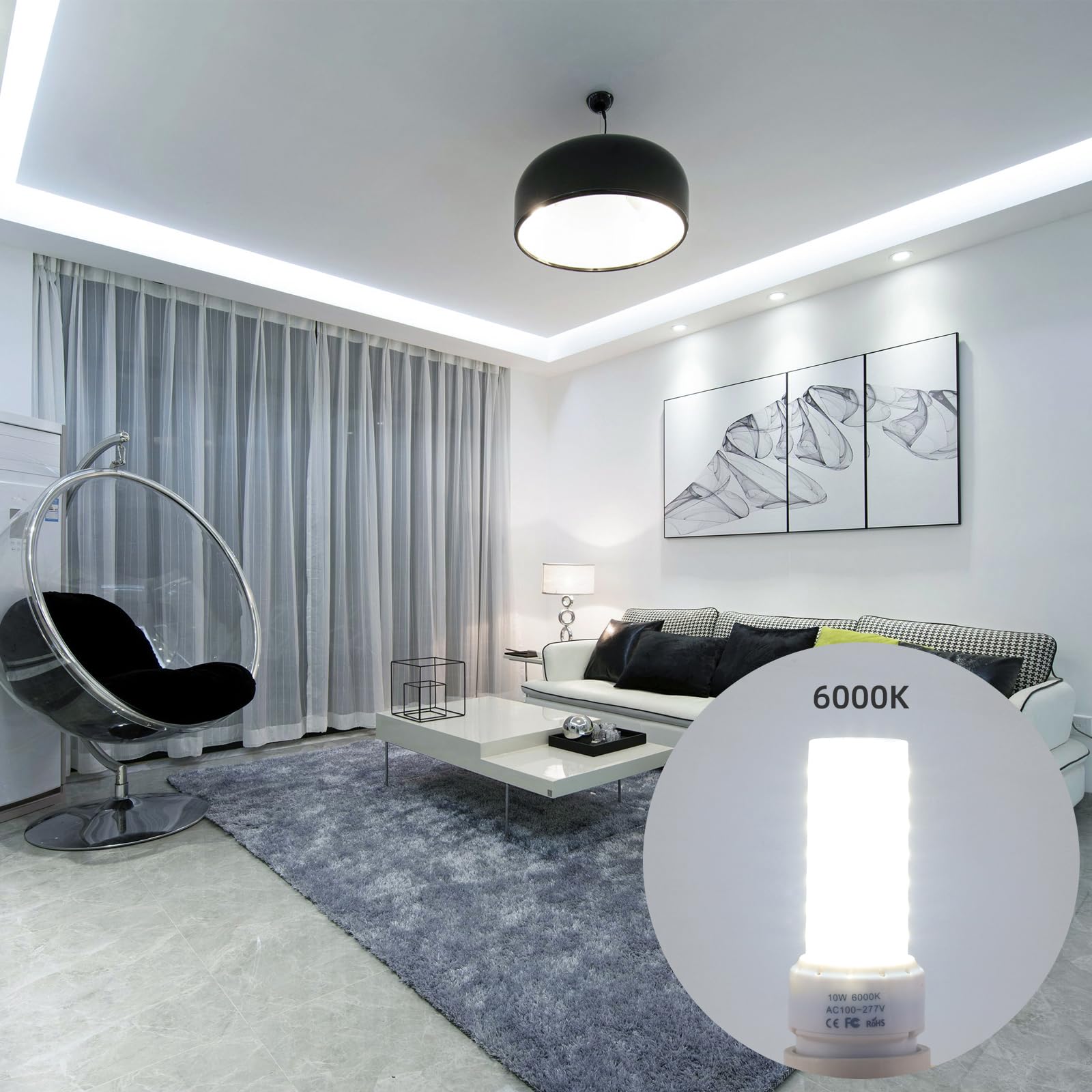 Lidesheng Gx23-2 Base Led Light Bulb Plug And Play,6000K Cool White 2Pin Led Pl Bulb, 13W 18W Cfl Equivalent, Ballast Compatible
