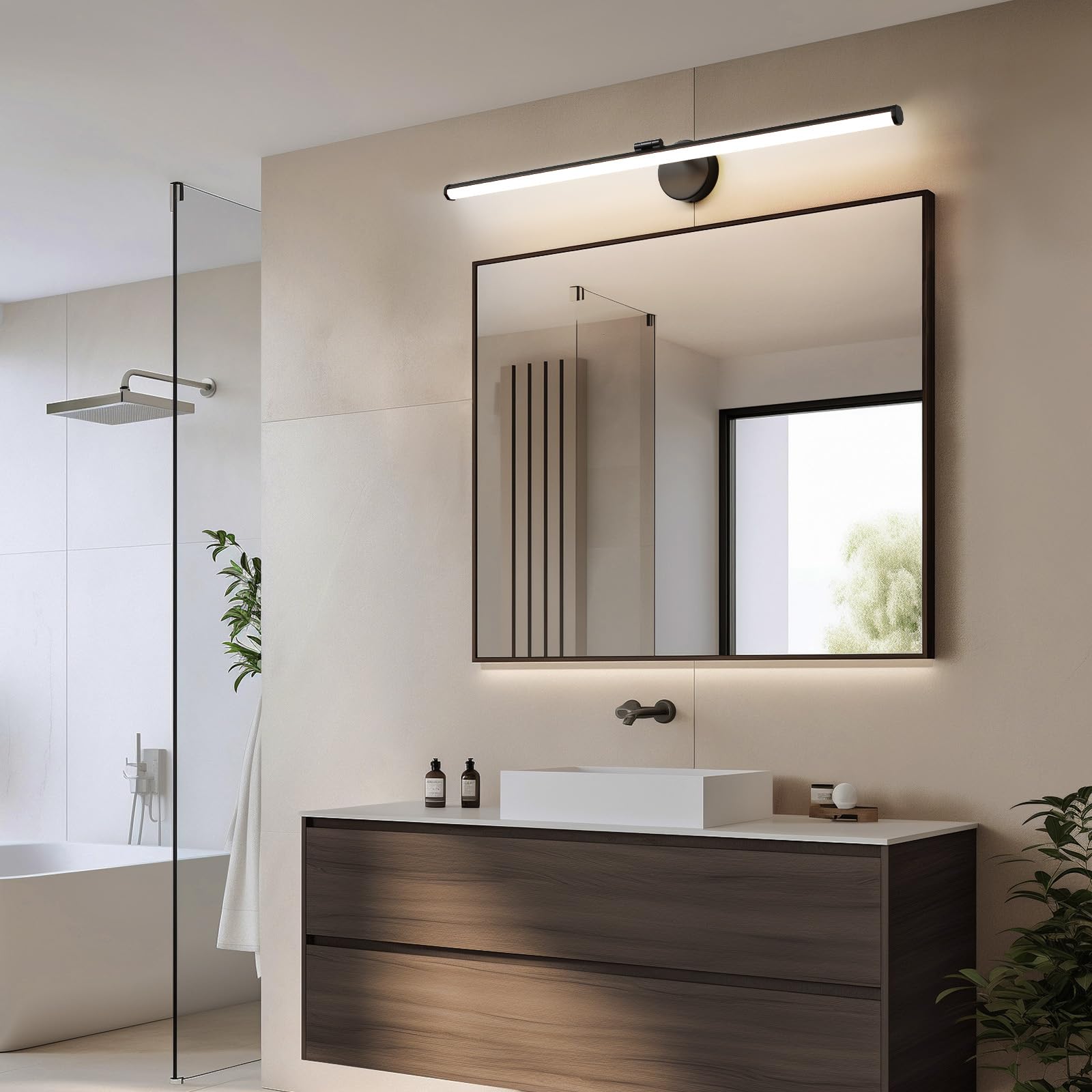 Kaisite Black Vanity Light 39 Inch Modern Bathroom Light Fixture Over Mirror 24W Dimmable 5Cct Led Vanity Light For Bathroom Res