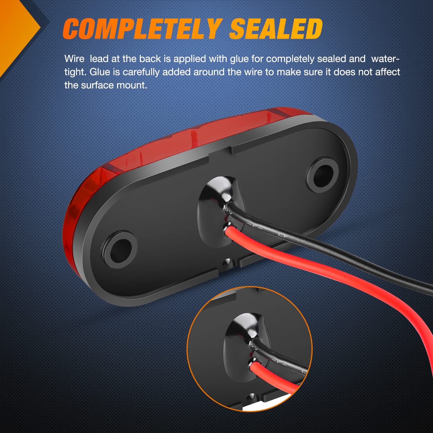 Nilight 2.5Inch Oval Side Marker Light 20Pcs 2 Diode Led Trailer Indicator Clearance Lights Waterproof Surface Mounted For 10-30