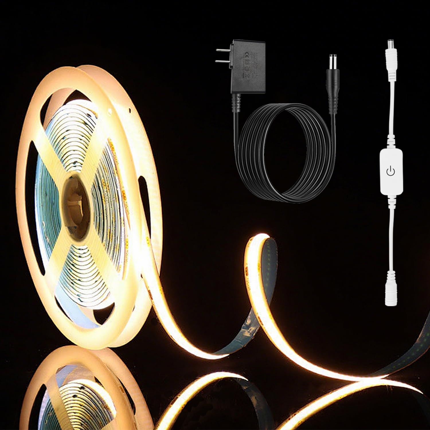 Zslaifu 24V Cob Led Strip  Led Strip For Bedroom  Touch Dimmable Led Strips  Warm White Led Light Strip  Cob Flexible Light For Bedroom Cabinet Vanity Mirror Diy Lighting