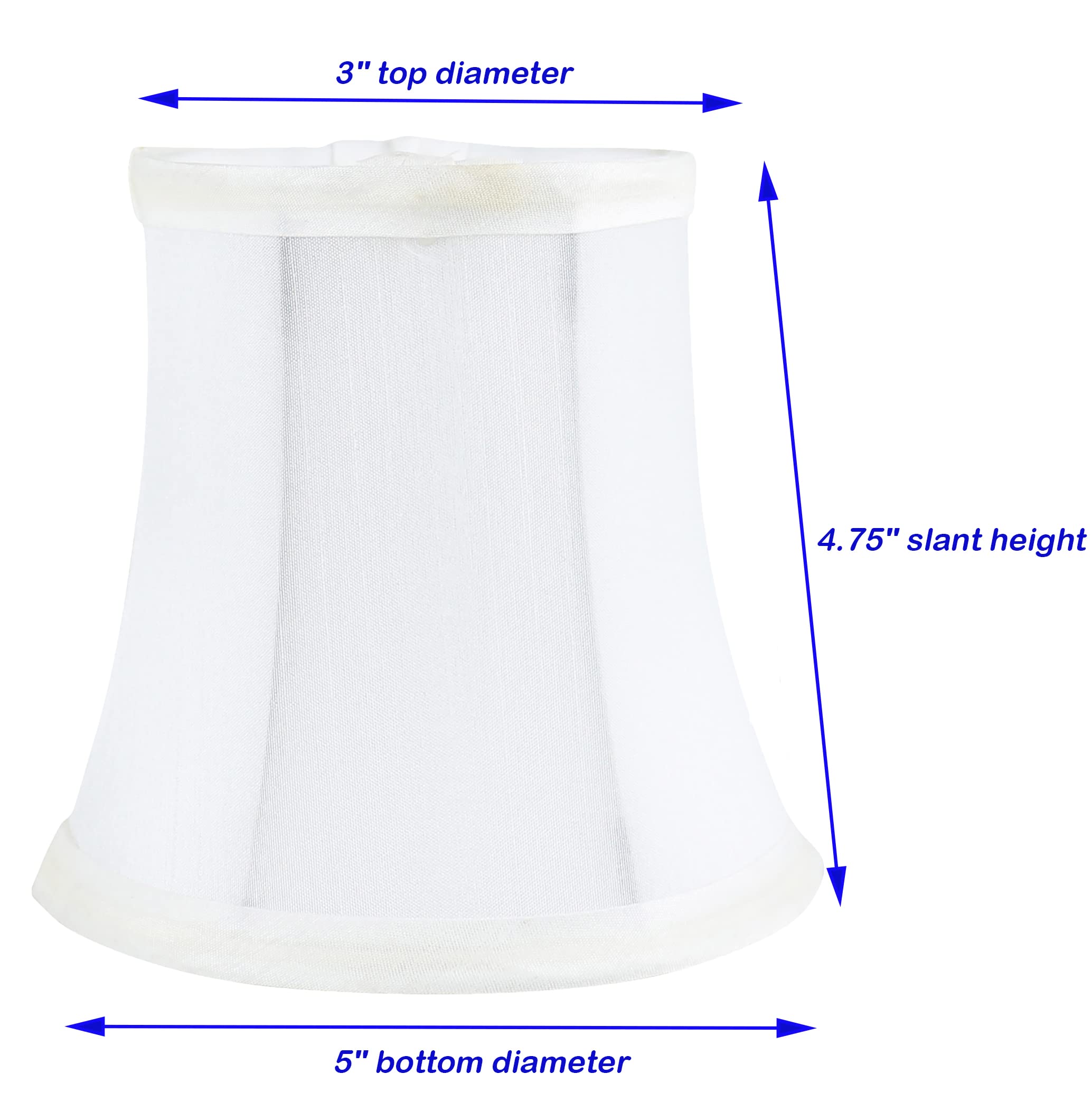 MERIVILLE Faux Silk Chandelier Lamp Shades Set of 5 Off White Softback Bell Shape Clip-On Fitter 3.5in x 5in x 4.75in