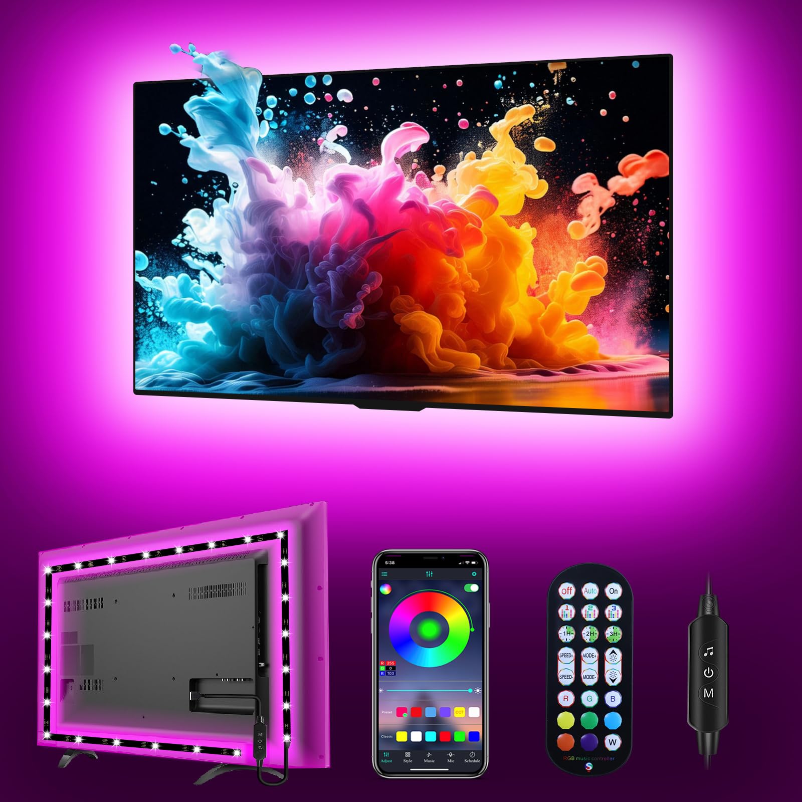 LED Lights for TV Led Backlight, 16.4ft LED TV Backlights for 45-75 inch USB TV Behind Lighting Color Changing RGB TV Led Light 