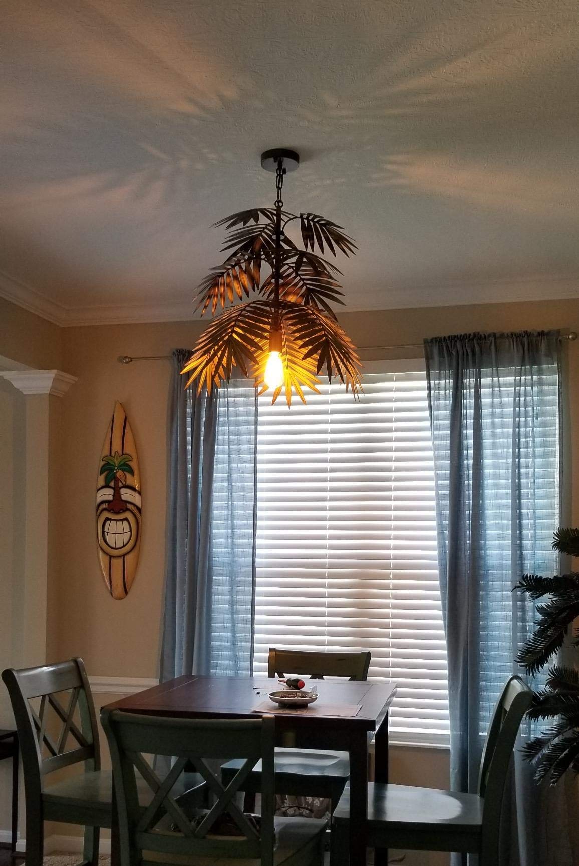 Newrays Vintage Tropical Coconut Leaves Chandelier, Metal, Rustic Design, Model Yzs1, Perfect For Living Room, Dining Room, Or Kitchen