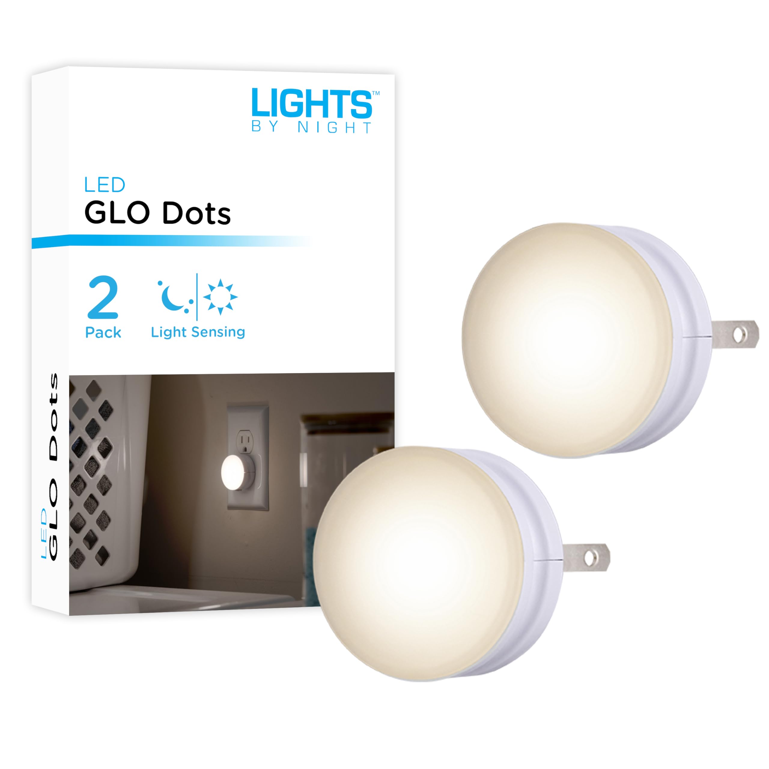 Lights By Night Mini Led Night Light, Plug-In, Dusk To Dawn Sensor, Warm White, Compact, Ambient Lighting, Led Lights For Bedroom, Bathroom, Nursery, Hallway, Kitchen, 43950, 2 Pack