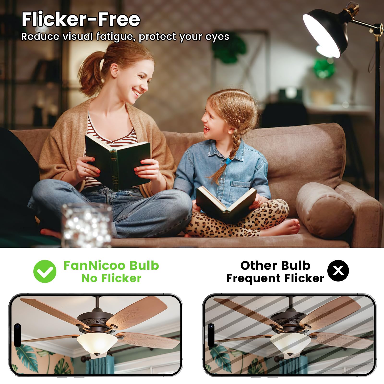 FanNicoo E12 LED Bulb 10W 100W Equivalent Natural White 1200lm Candelabra Bulbs for Ceiling Fan & Pendant Lighting (5-Pack)