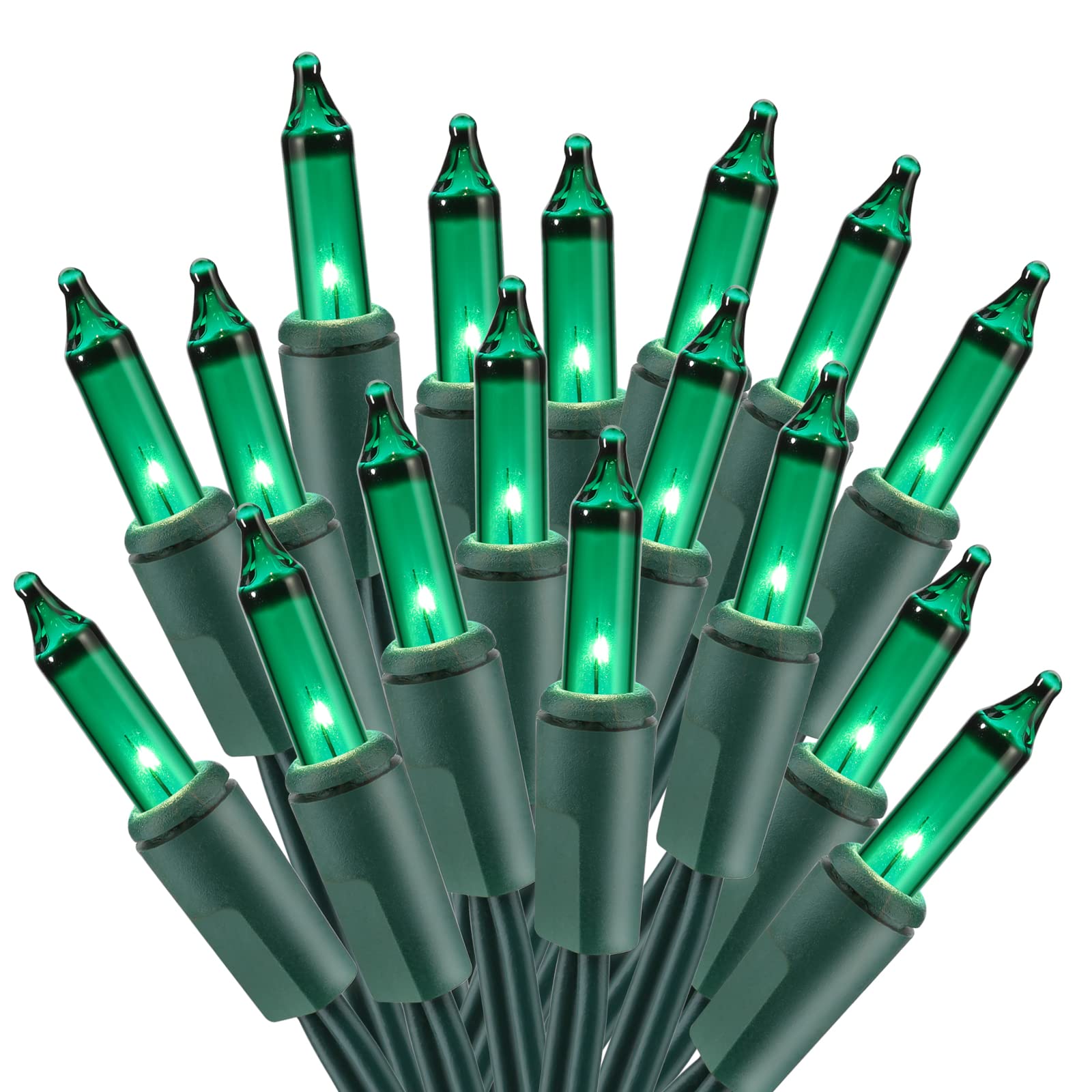 ODEETRONIC Green St. Patrick's Day String Lights, 21.63ft 100 Count Incandescent Christmas Mini Lights Connectable, 120V UL Certified Green Wire Outdoor Tree Lights Waterproof for Indoor Party Decor