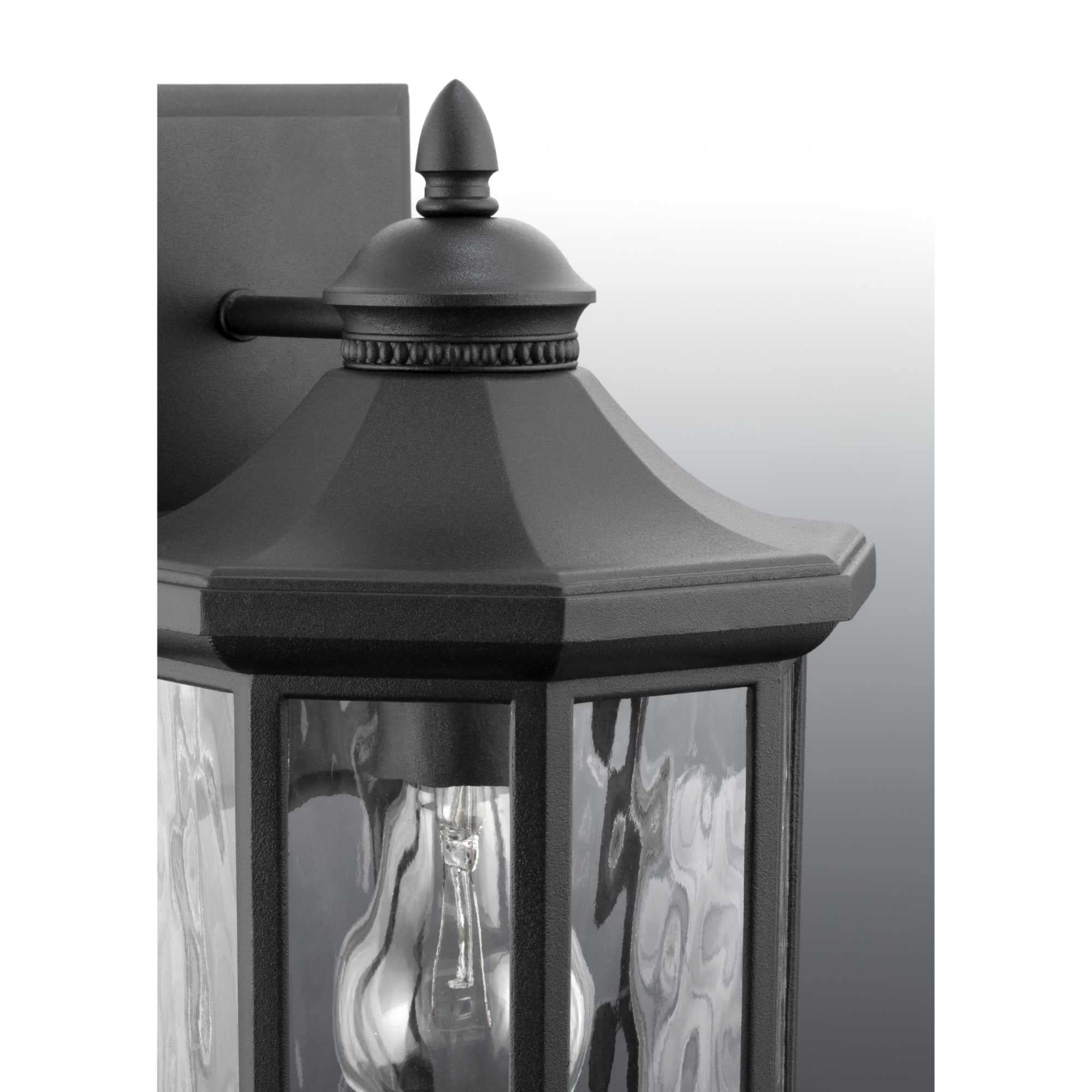 Progress Lighting 1-Light Outdoor Wall Lantern, Clear Water Glass, Textured Black, Aluminum, 55in, Model P6070-31
