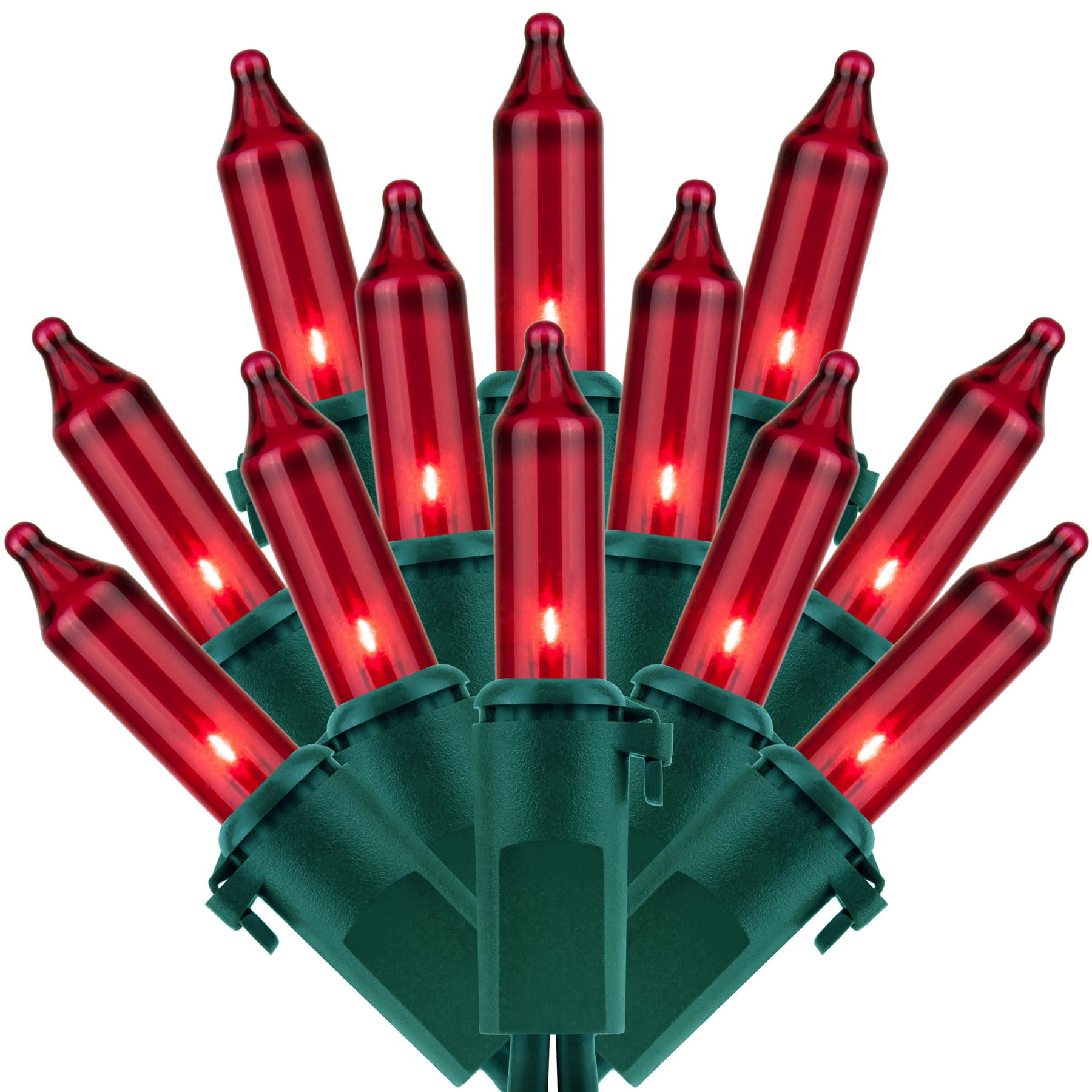 SWEET SHINE 200 Warm White LED Christmas Lights, 2 Strands of 100 Count, 33 ft Green Wire, Copper Wire & Glass Bulbs