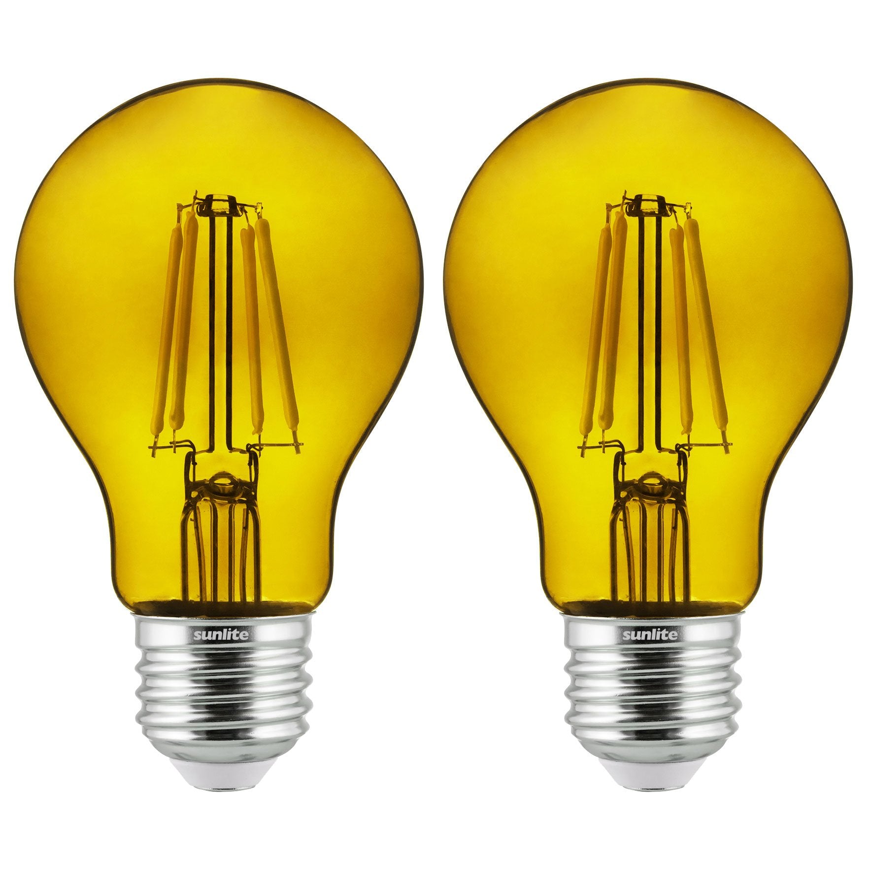Sunlite 81084 LED Colored Filament A19 Light Bulb, 4.5 Watts, Medium E26 Base, 120 Volts, Transparent Yellow, Dimmable, 320 Degr