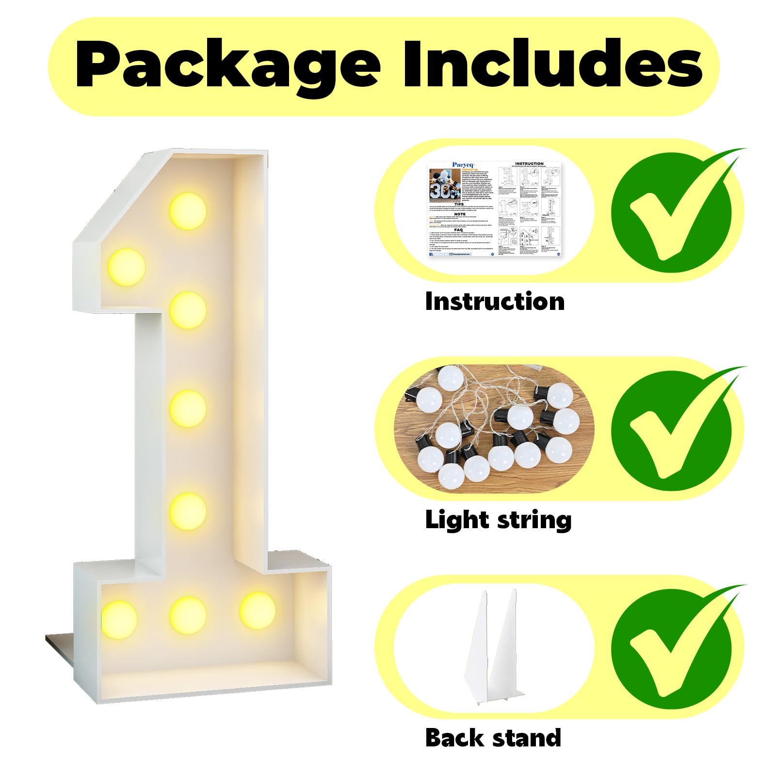 4Ft Light Up Number 1 White Large Numbers With Lights Giant Mosaic Marquee Frame Letter For 1St Birthday Party Decorations Pre-Cut Cardboard Giant Cut-Out Thick Foam Board Sign Anniversary