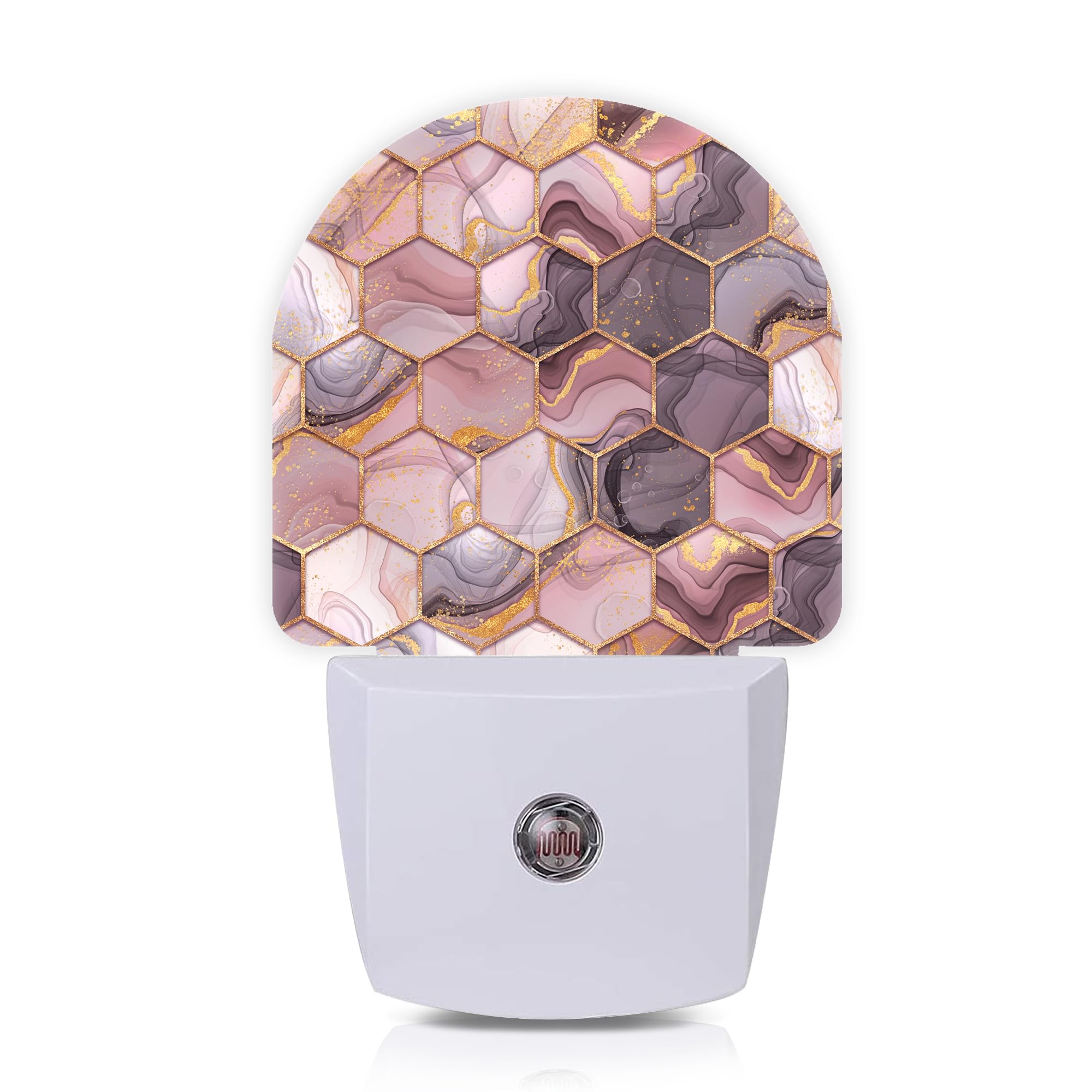 Axxitude Pink Flow Marble Ink Hexagons Night Lights Plug into Wall for Girls Boys Room,Night Light LED Lamp Dusk to Dawn Sensor 