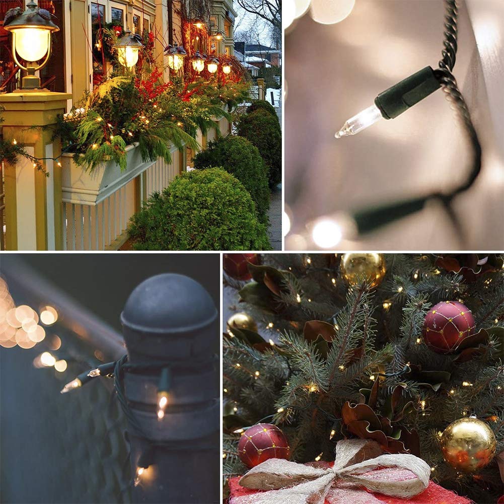 Hopolon Christmas Lights, 2 Pack 100 Mini String Lights, 23ft, Warm White, 120V UL Certified, Indoor & Outdoor Decor