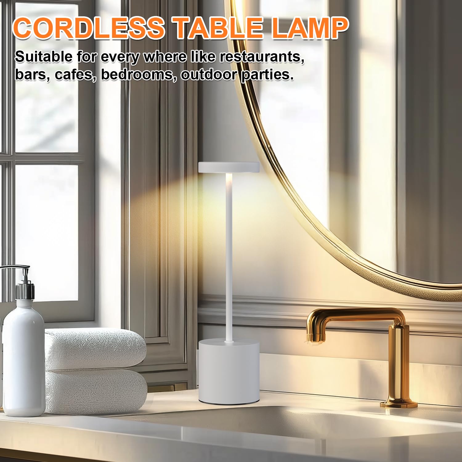 Audles Set Of 2 Cordless Rechargeable Table Lamps, Portable Led Desk Lamp, 5000Mah Battery Powered, 3 Color Dimmable Lighting Fo