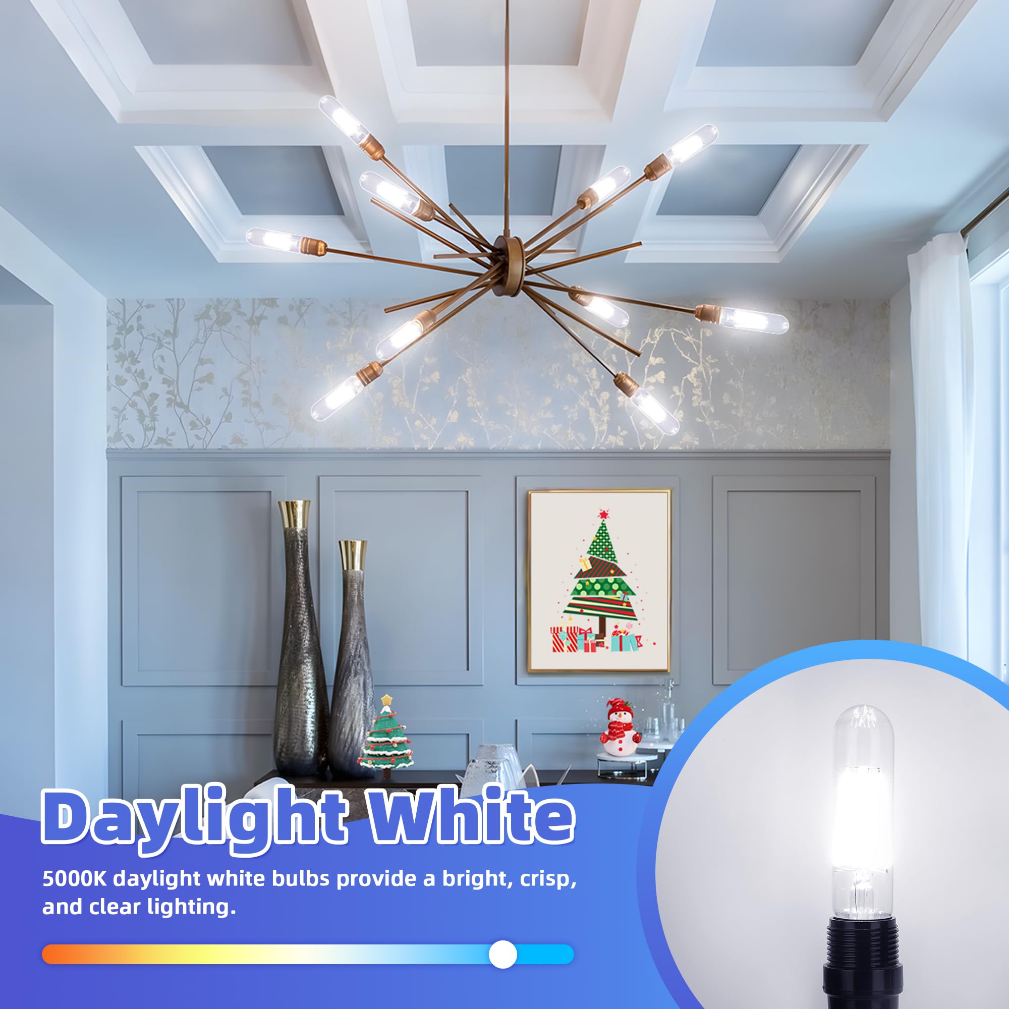 Ggoying Dimmable E26 Led Bulb 60W Equivalent, 600Lm Daylight White 5000K E26 Edison Bulbs, 6W Tubular T10 Led Bulb For Rustic Pe