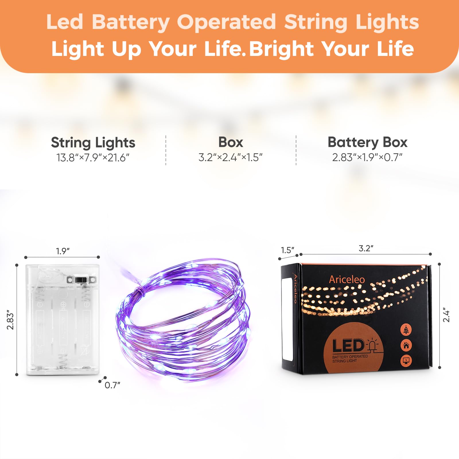 Ariceleo 1 Pack 16.4Ft Battery Operated String Lights With Timer  Blue With Synchronized Twinkle Mode  Fairy Lights Battery Powered  50 Leds  Idea For Christmas Bedroom Party Wedding