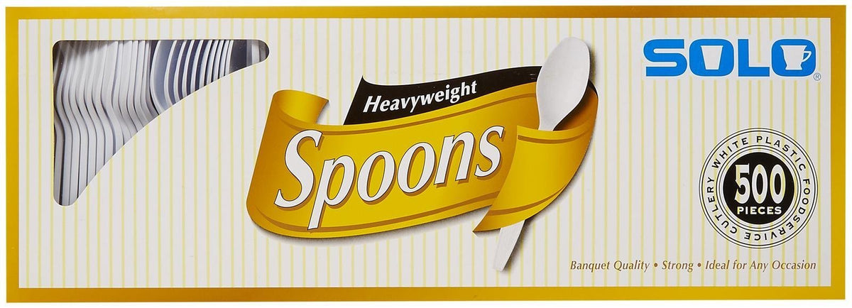 SOLO Cup Company Solo White Heavy Weight Spoons (500 Count), 1 Pack (Packaging may vary)