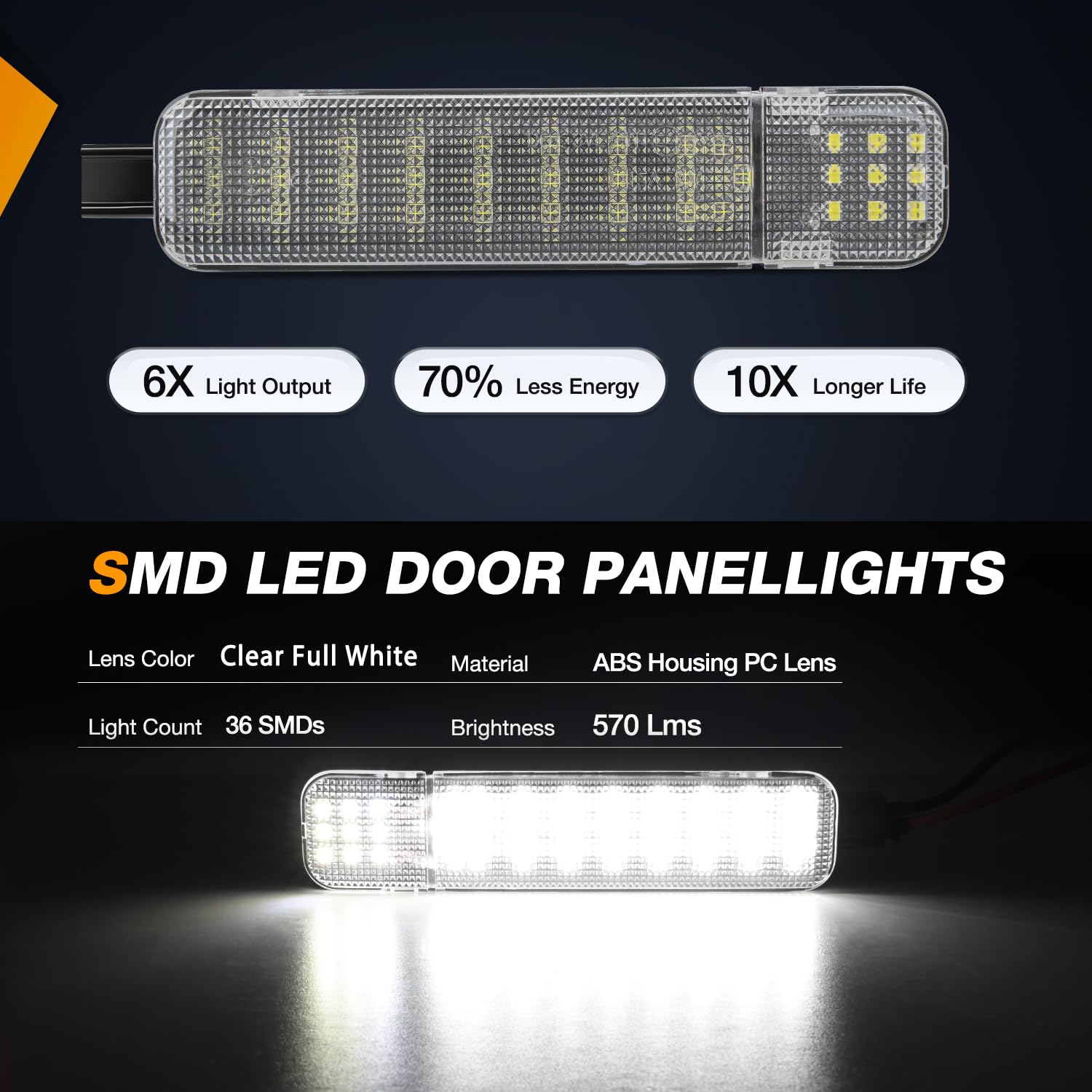 Nilight 2Pcs Led Interior Door Panel Light Courtesy Warning Lights White Beam Plug And Play Compatible With Chevy Gmc C/K Silver