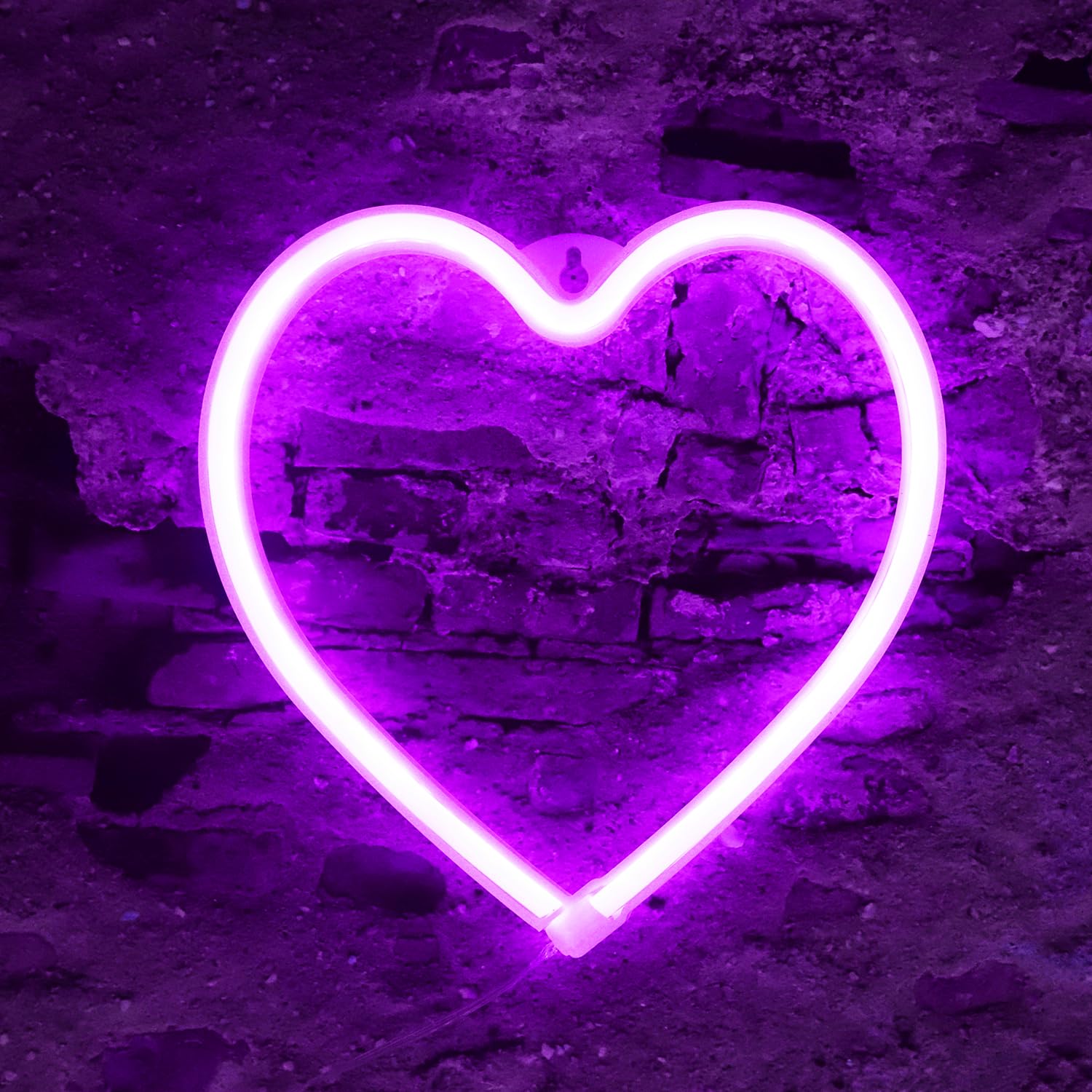 Vicila Purple Heart Neon Sign - USB/Battery Operated Night Light for Bedroom, Festival, Party Decor