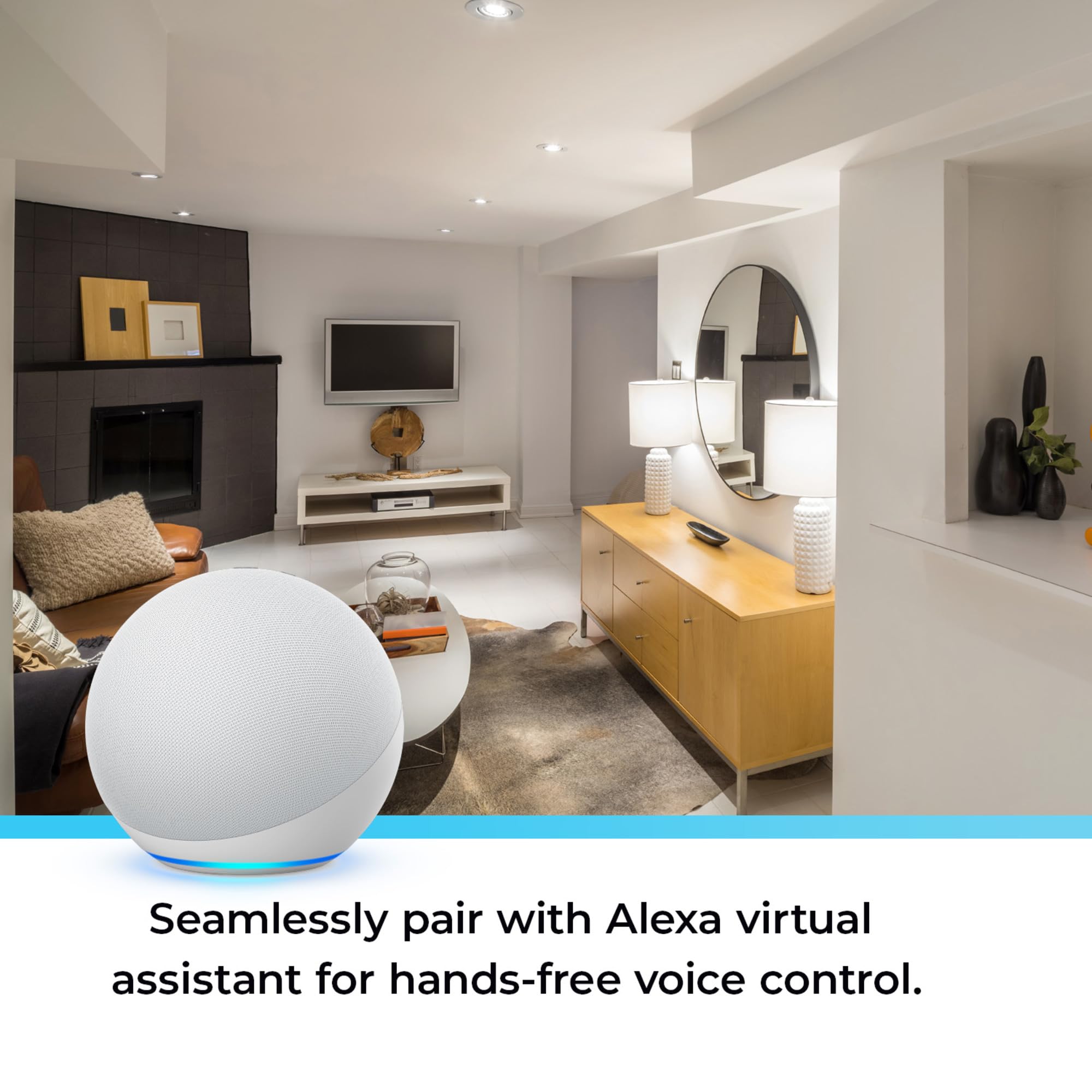 Globe Electric 50594 Works With Alexa Only Wi-Fi Smart Multicolor Changing Rgb Tunable White Frosted Led Light Bulb, Voice Activ
