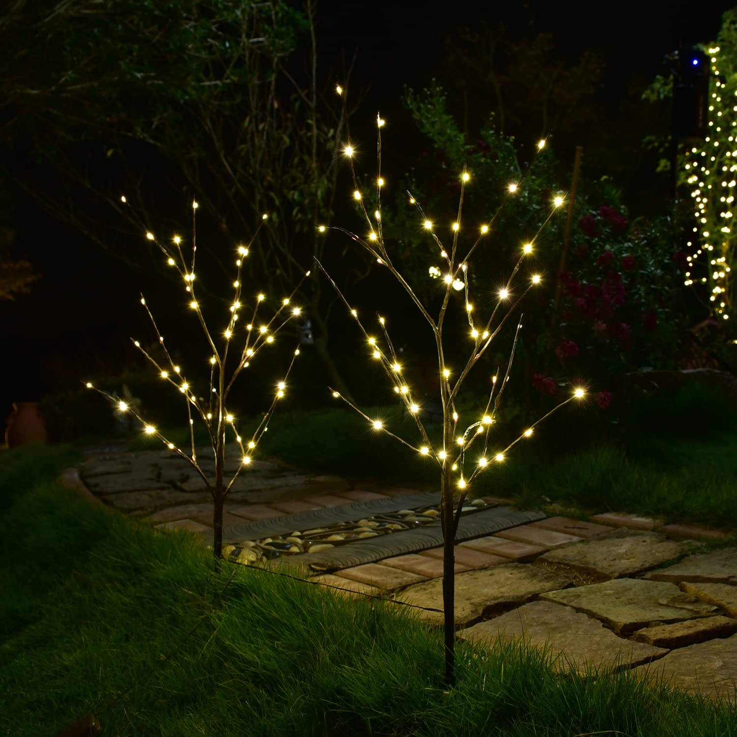 LIGHTSHARE Lighted Willow Branch with 120 Mini LED Lights 32IN Brown Natural Fibers for Indoor Outdoor Decoration