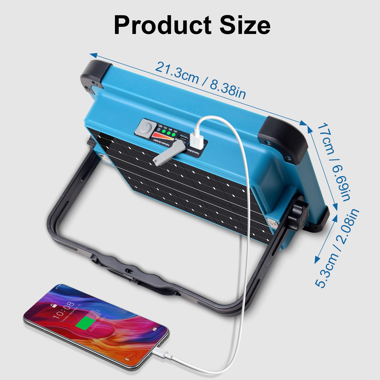 Eraylife Rechargeable Led Work Light, 10000Lm Portable Work Solar Light, 100W Magnetic Worklight With 5 Modes, Waterproof Flood