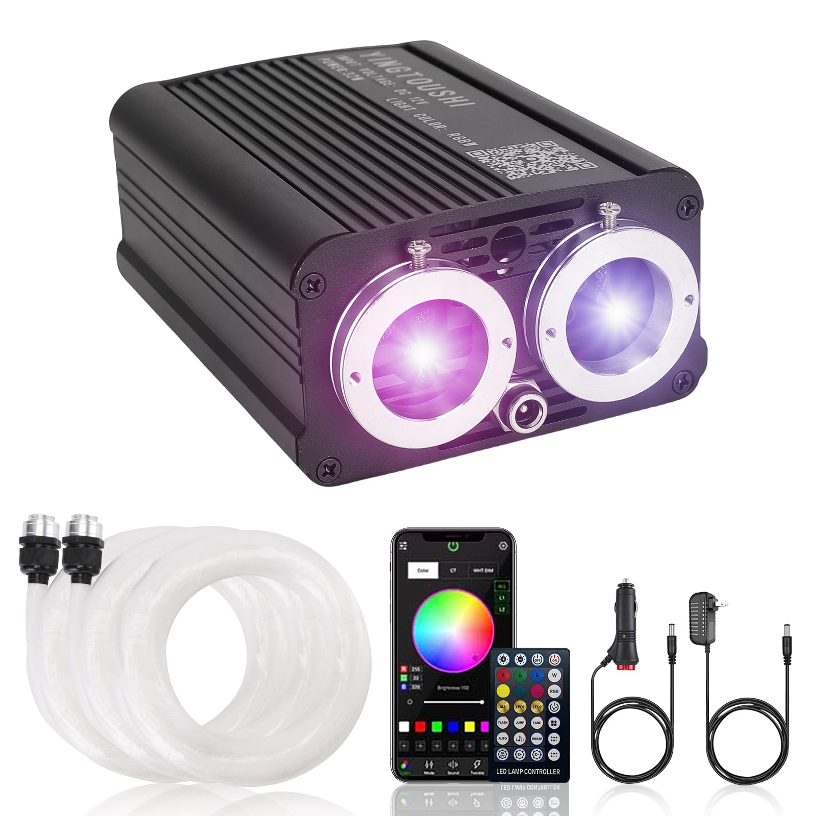 YINGTOUSHI Dual Color Twinkle Starlight Headliner Kit, Music Sync 1200pcs 0.03in 9.8ft Fiber Optic Light with Meteor Shooting St