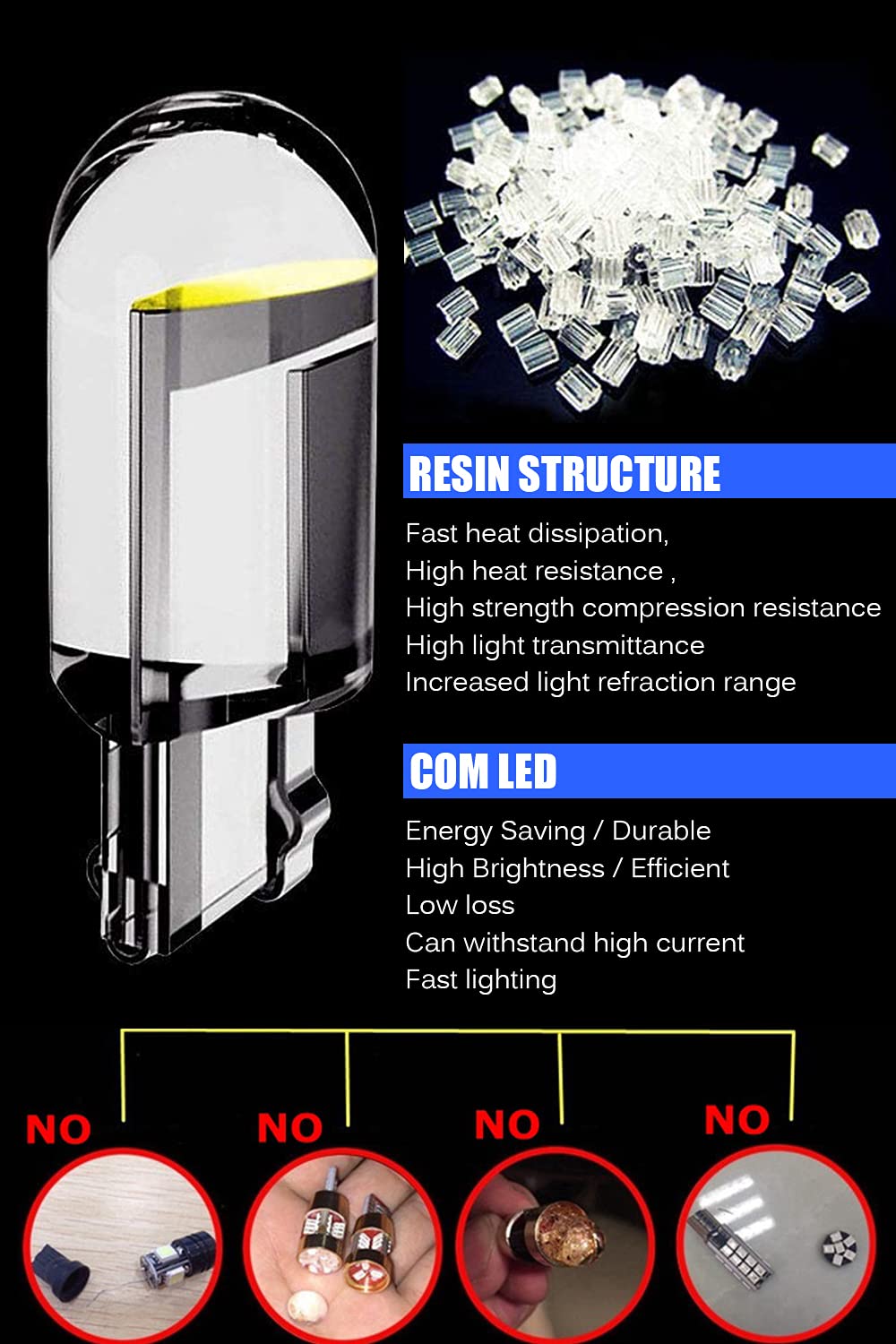 194 Led Bulb Red Pack Of 10, T10 Led Bulb, 168 2825 W5W T10 Wedge Cob Led Replacement Bulbs Error Free For Car Dome Map Door Courtesy License Plate Lights