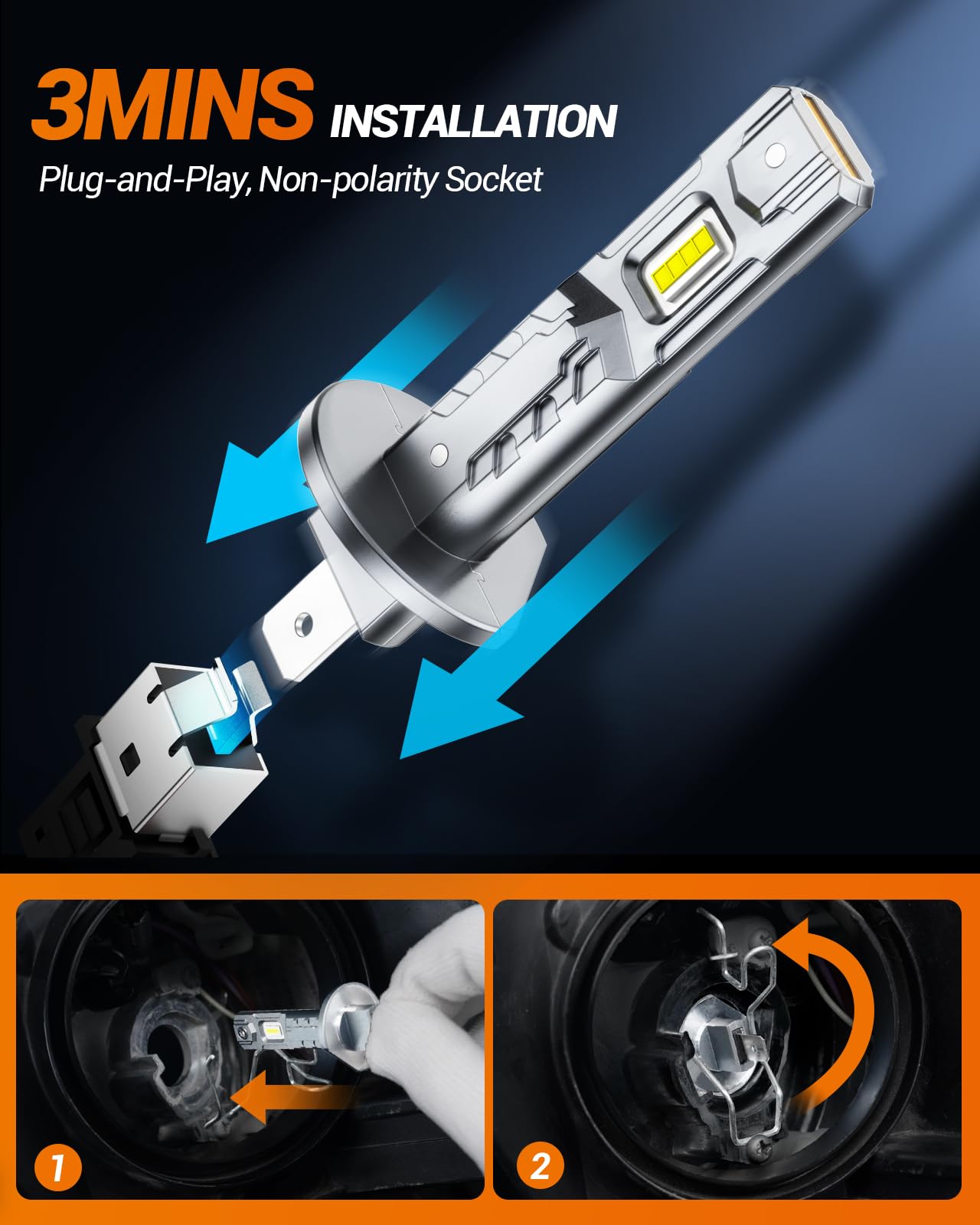 SEALIGHT H1 Fog Light Bulbs 36000LM 6500K Cool White Pack of 2, 1:1 Design, H1 Size