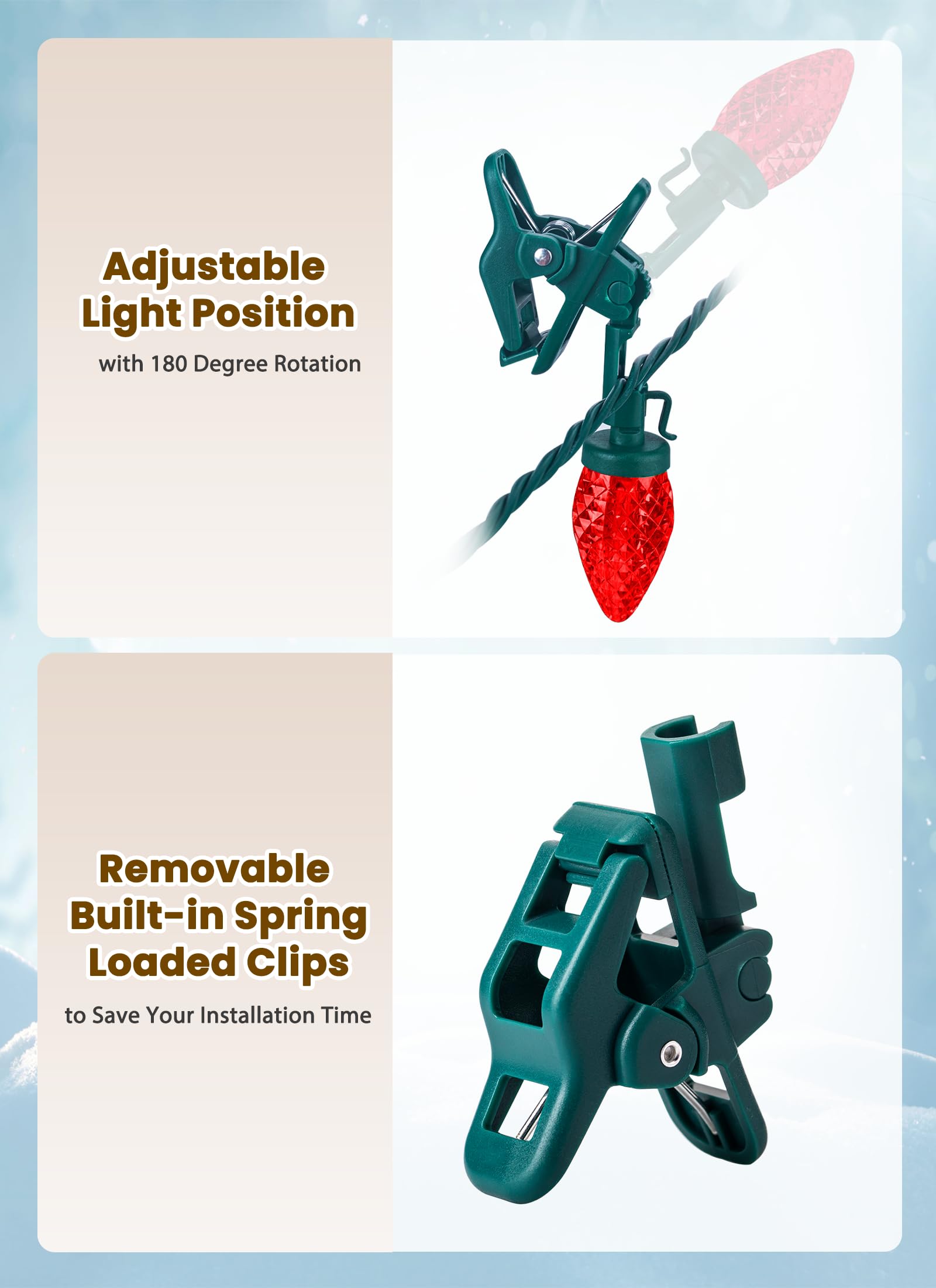 Brightown C9 LED Christmas Lights, 100 Waterproof Strawberry String Lights, 68 Ft, Red & Green, Model GY-C9-X-33-3B