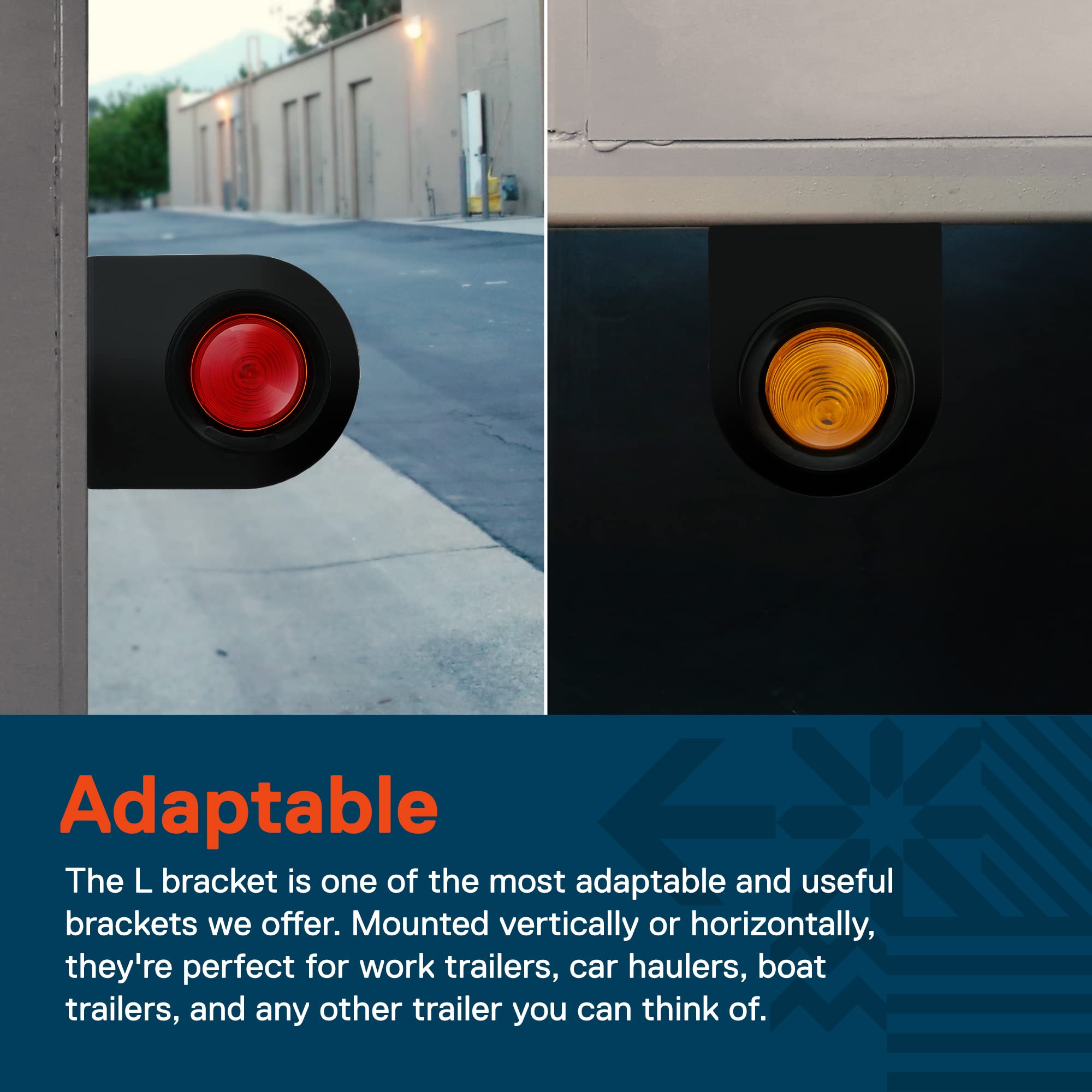 ONLINE LED STORE 4pc L Shaped Mounting Bracket for 2" Round Trailer Marker Lights - Black, Powder Coated Steel, Ultra Sturdy