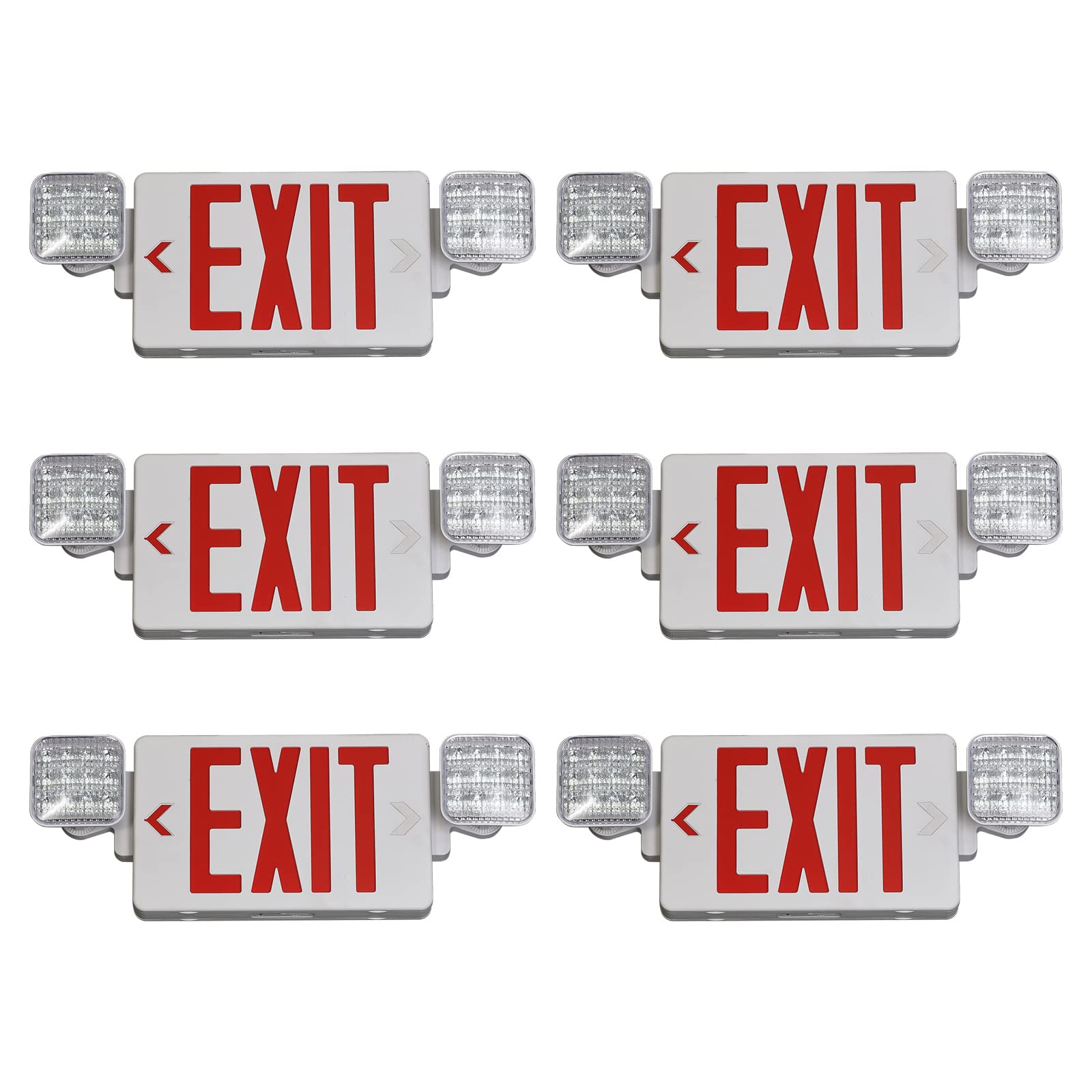 TANLUX Red Exit Sign with Emergency Lights, LED Emergency Exit Light with Battery Backup, UL Listed, AC 120/277V, Commercial Eme