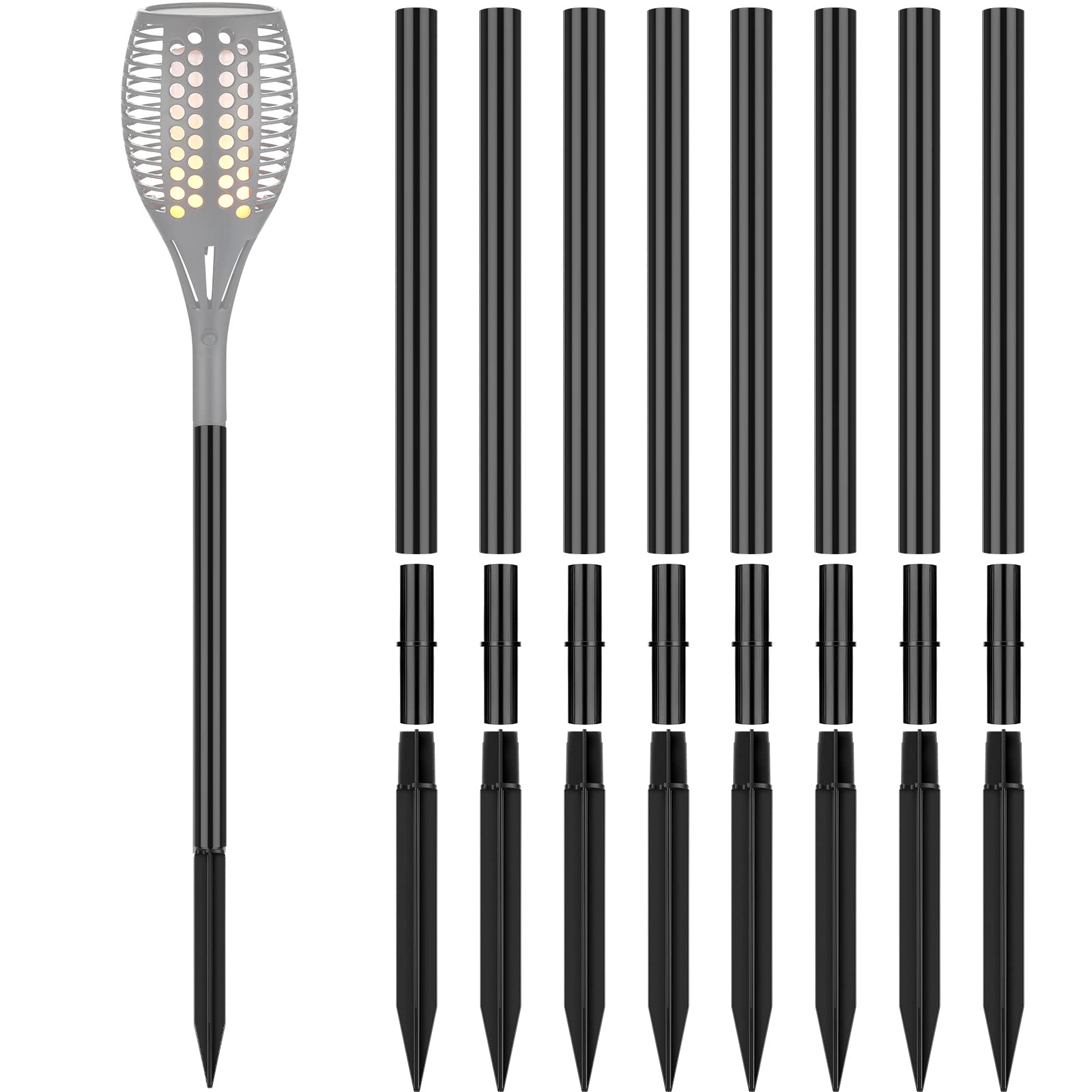 Chunful 8 Kit Solar Light Stakes Replacement Lame Lamp Extension Pole Ground Stake and Joint Connector Kit for Outdoor Garden Ba