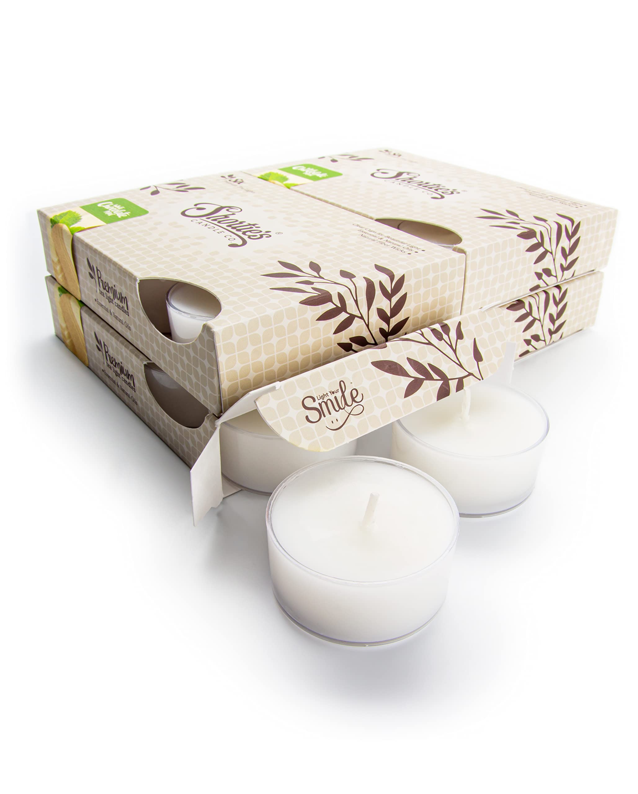 ShortieS Candle Company White Chocolate Mint Tealight Candles - Highly Scented - 24 Pack - 1.5 Inch - White - Paraffin Wax