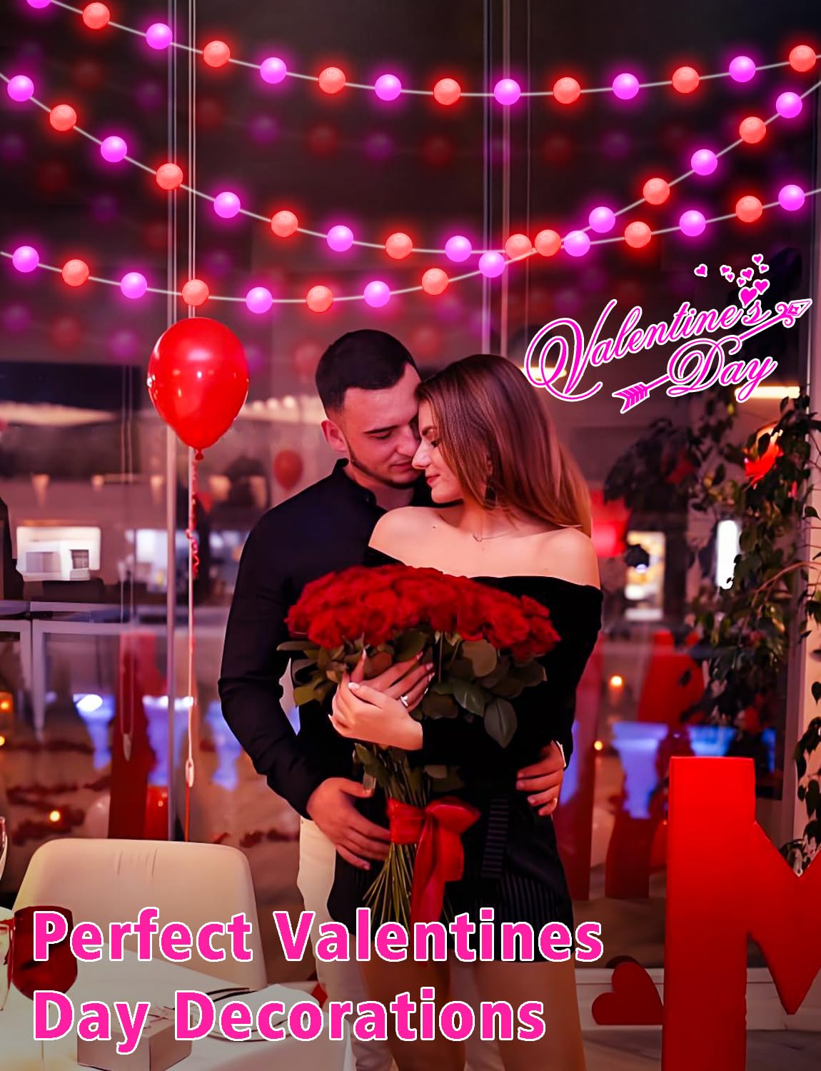 echosari Smart Color Changing Globe String Lights, 33Ft RGB Fairy Lights, APP & Remote Control, Music Sync, Pink Twinkle Lights