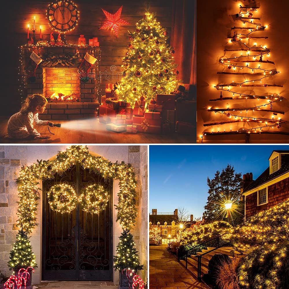 ODEETRONIC Christmas Lights 100 Count Incandescent Mini Lights 21.63ft Green Wire Warm White UL Certified