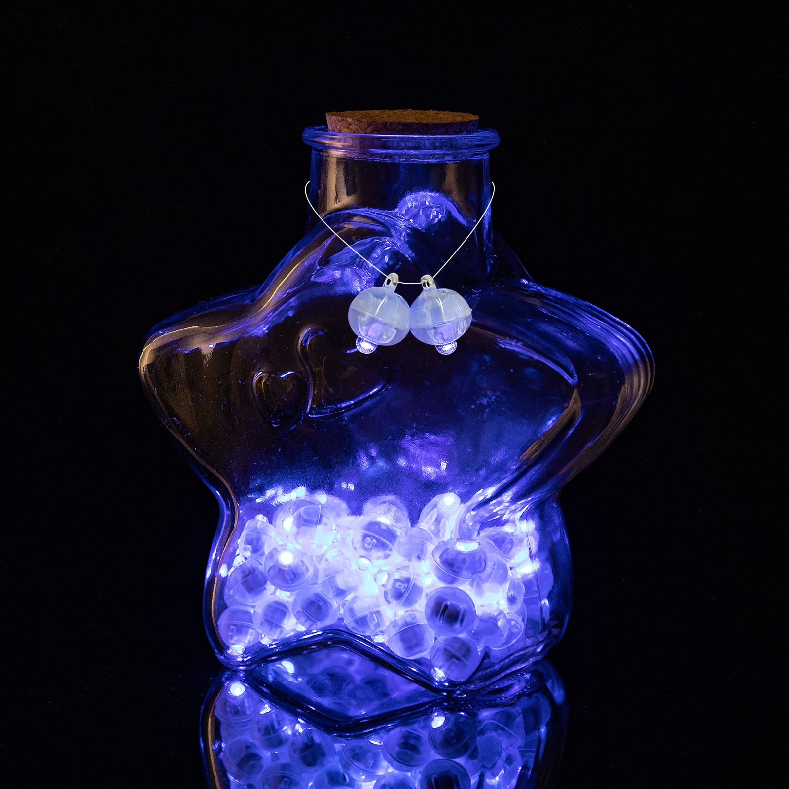 Aogist 100 Pcs Blue Balloon Light With Loop For Hanging, Mini Ball Lights Led Drinks Lights Round Tiny Light For Paper Lanterns