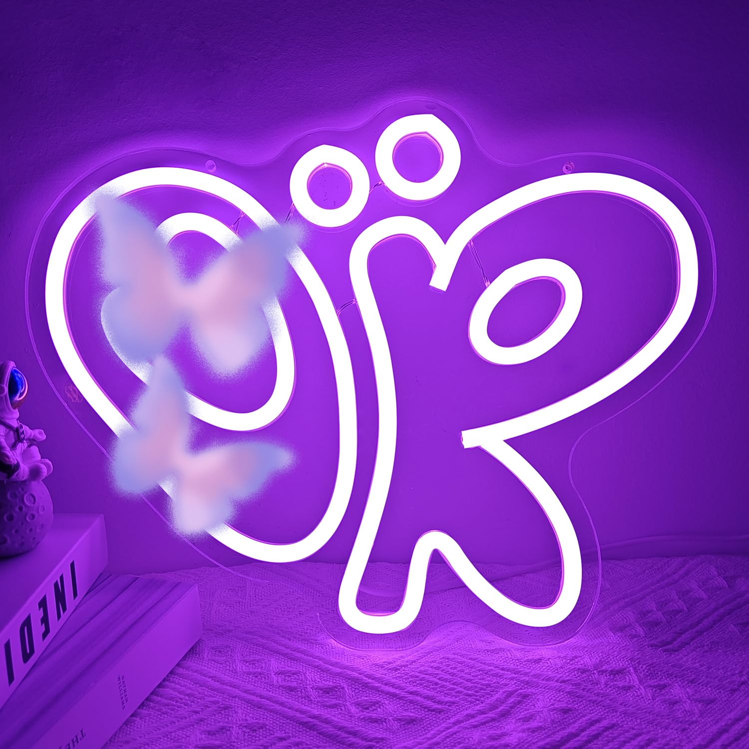 Jeanchrl Neon Light Sign Dimmable LED Wall Decor, Purple Acrylic, Medium Size, Ideal for Bedroom, Living Room, College Dorm
