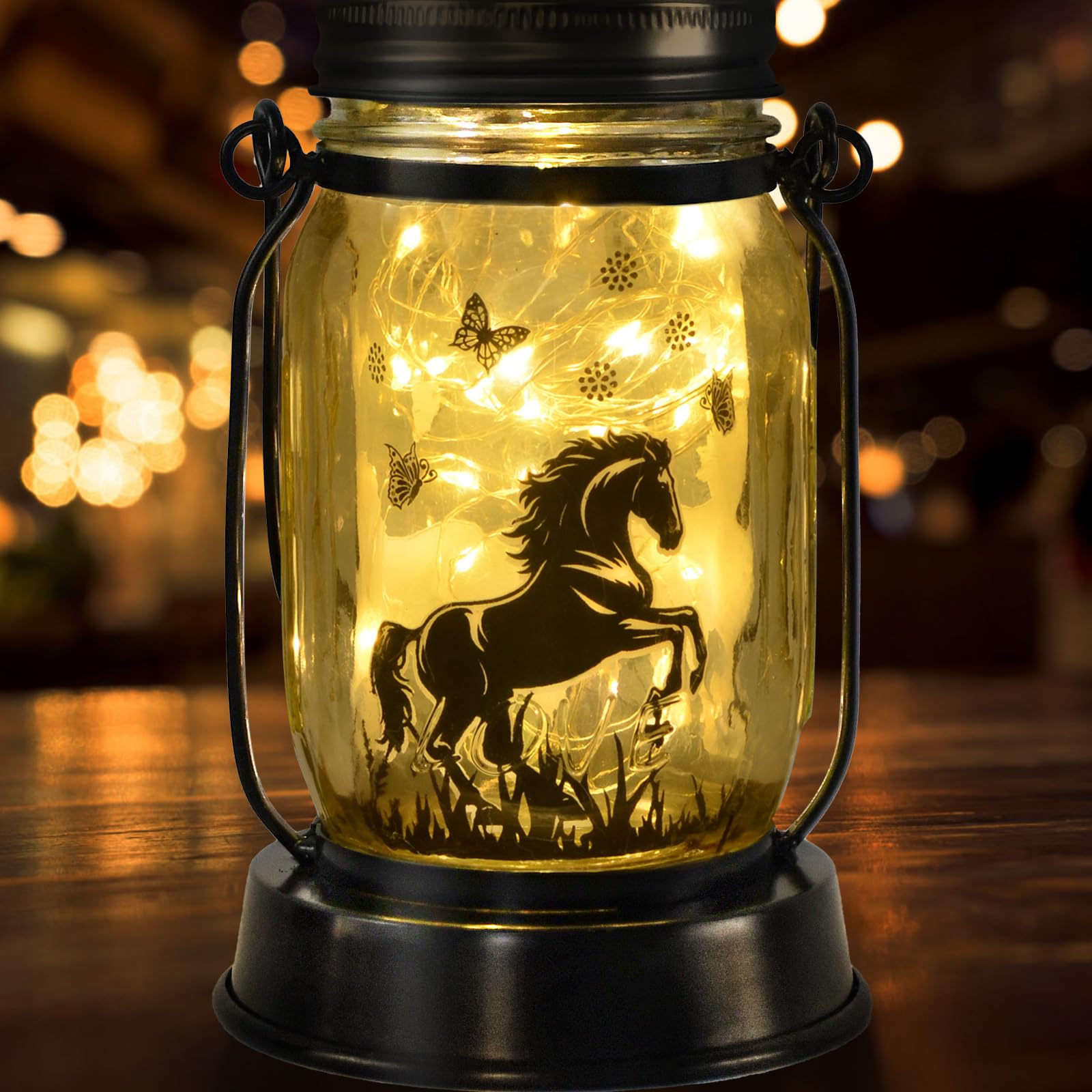 Kyoryuger Solar Lantern for Horse Lovers - Plastic Garden Decoration for Yard, Patio, Porch - Ideal Gift for Mom, Birthday, Mothers Day