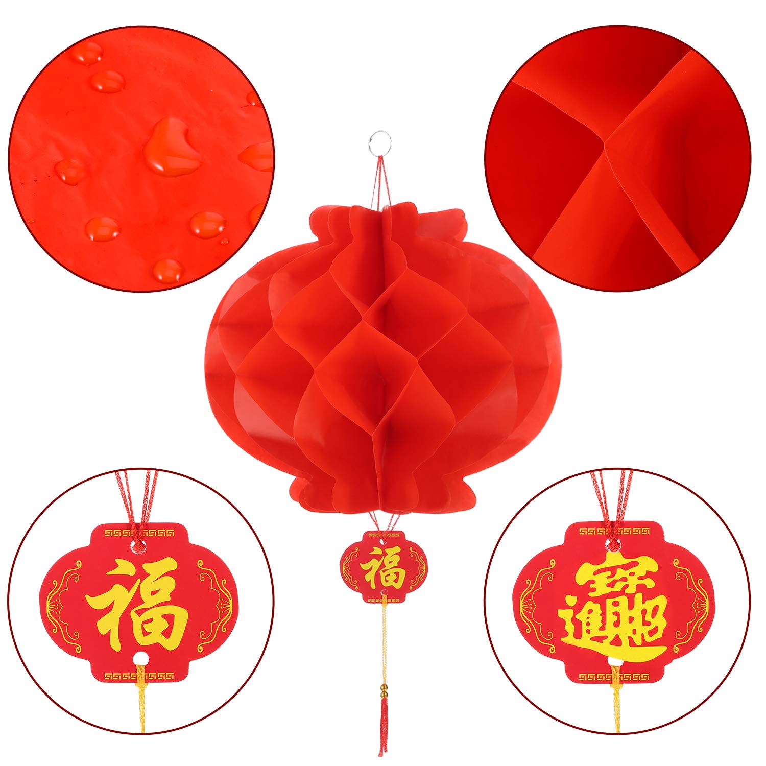 Bememo Red Paper Lanterns, 20 Pieces, 12 Inch, Plastic, Chinese New Year Decorations for Spring Festival, Weddings, and Restaurants