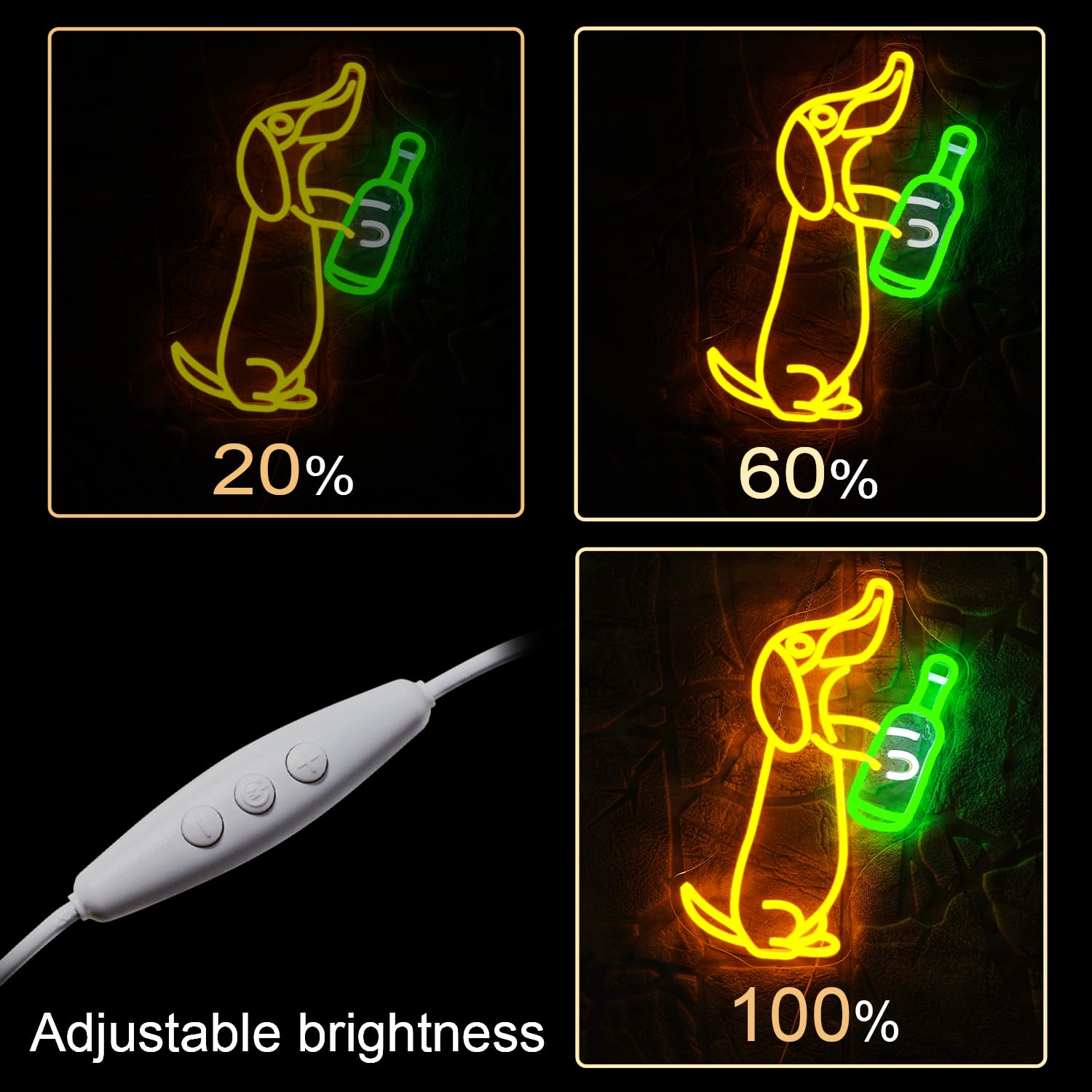 NOSUN Dog malt-inspired Neon Sign - Acrylic Wall Decor Light - Yellow - Model a56f009c-ab1d-4a38-a30c-e6f21cd9c15c