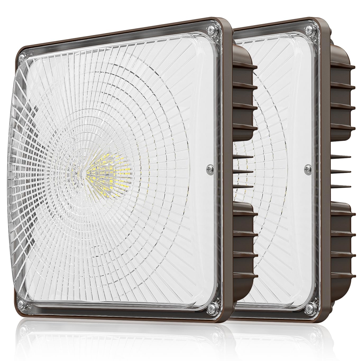 Cinoton 60W Led Canopy Lights Ul Listed, 100-277V Commercial Canopy Lights Outdoor Ip65 Waterproof, 5600Lm For Gas Station Garage Warehouse Shop Carport Industrial, 9.5"X9.5" 5000K Daylight 2 Pack