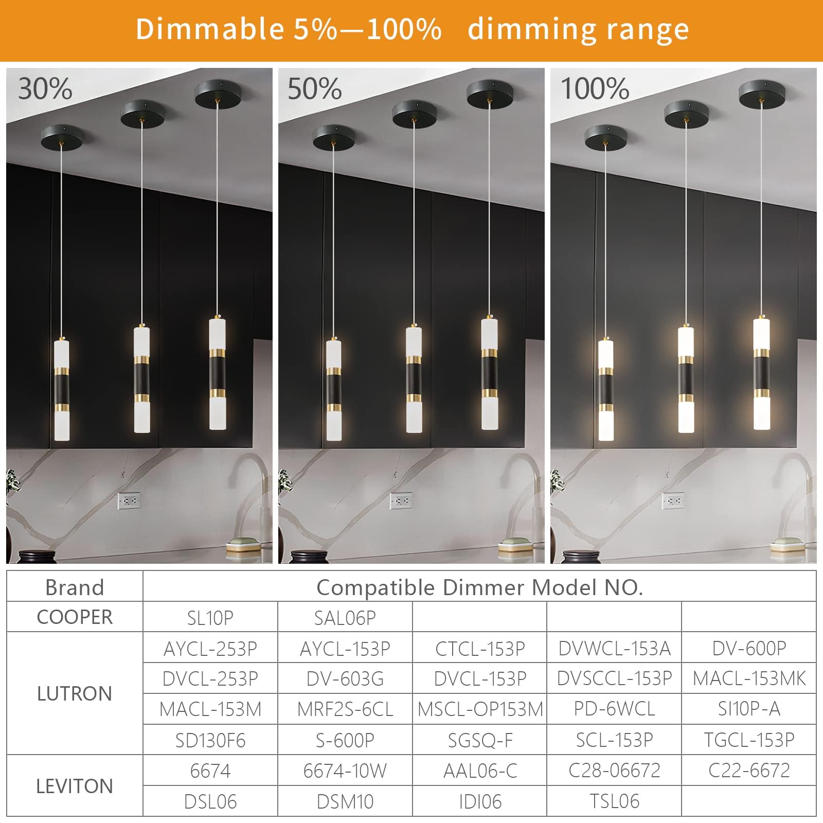 Liangmh Modern Kitchen Island Light Fixture Dimmable Led Black Mini Pendant Light Bedroom Bedside Table Black Gold Small Pendant Lighting (3-Pack)
